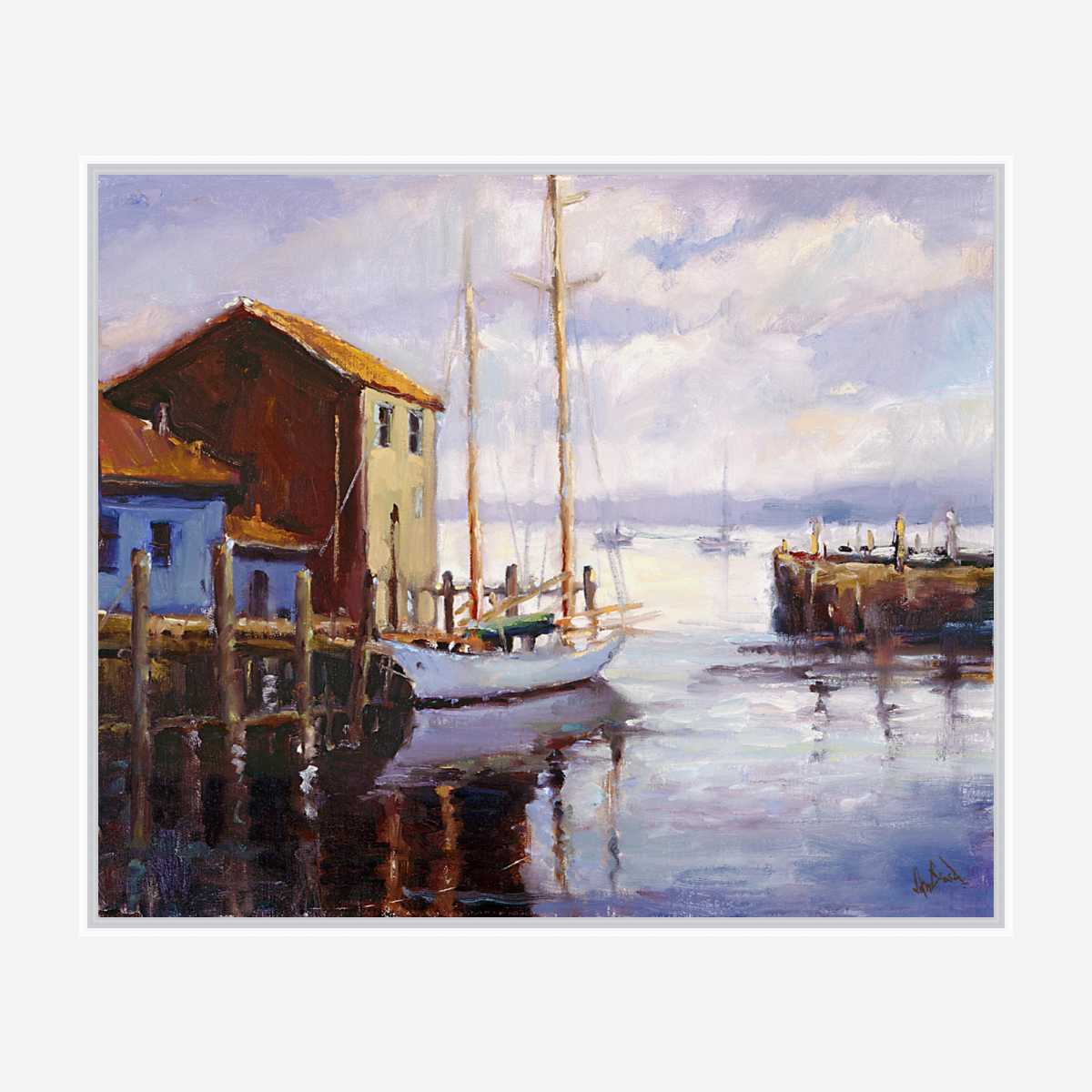 Portuguese Sailboat in Harbor Artist Enhanced Canvas Print