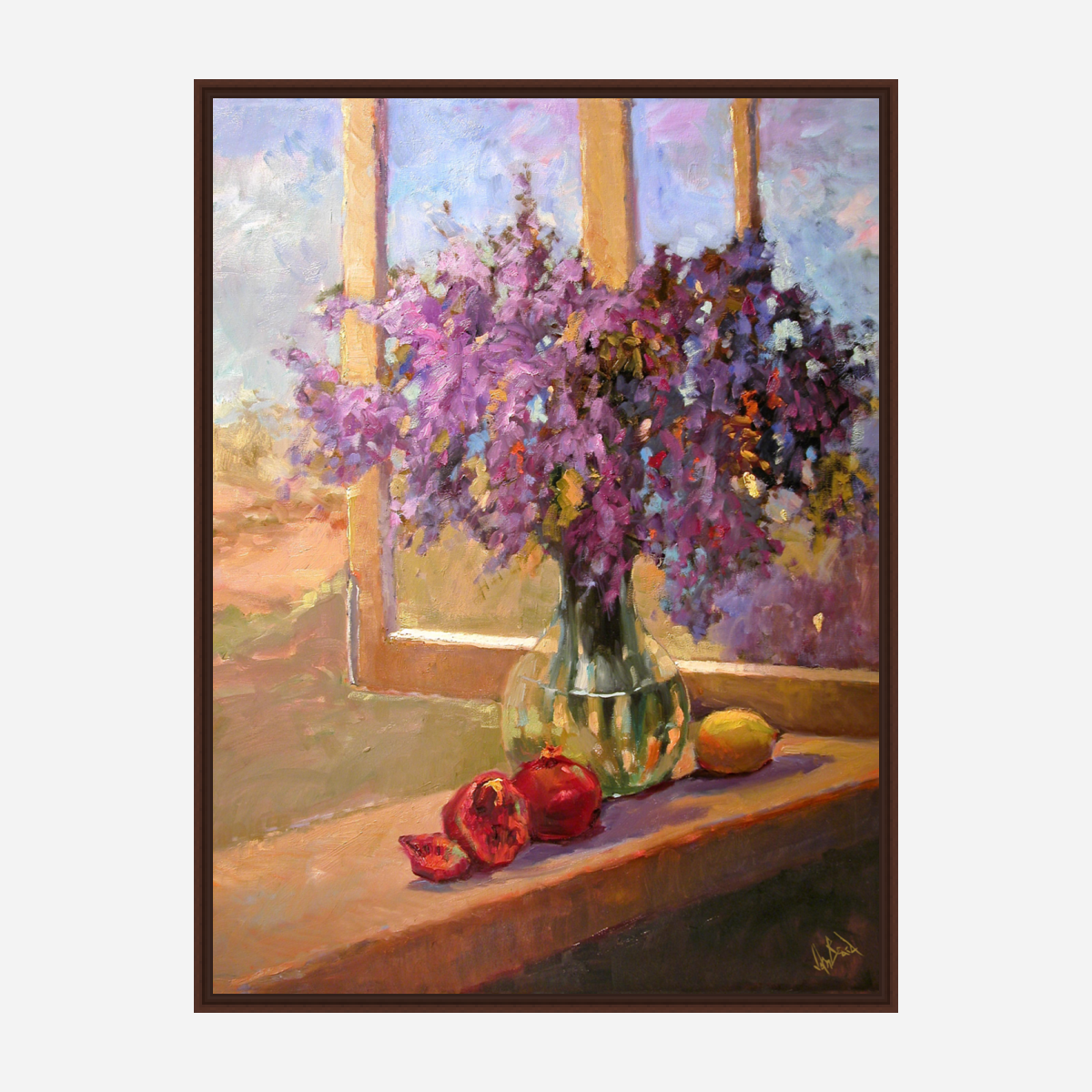 Purple Flowers Artist Enhanced Canvas Print