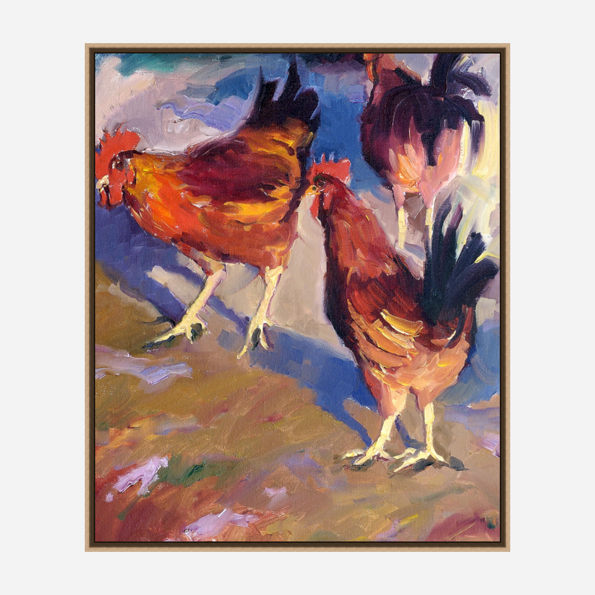 Roosters Artist Enhanced Canvas Print