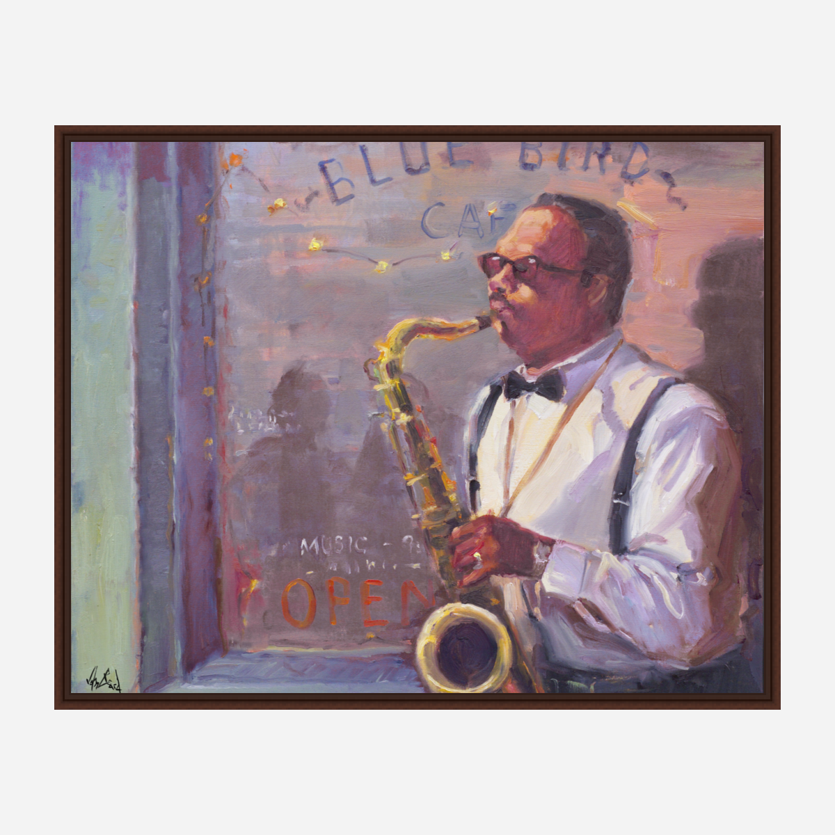 Sax Player Artist Enhanced Canvas Print