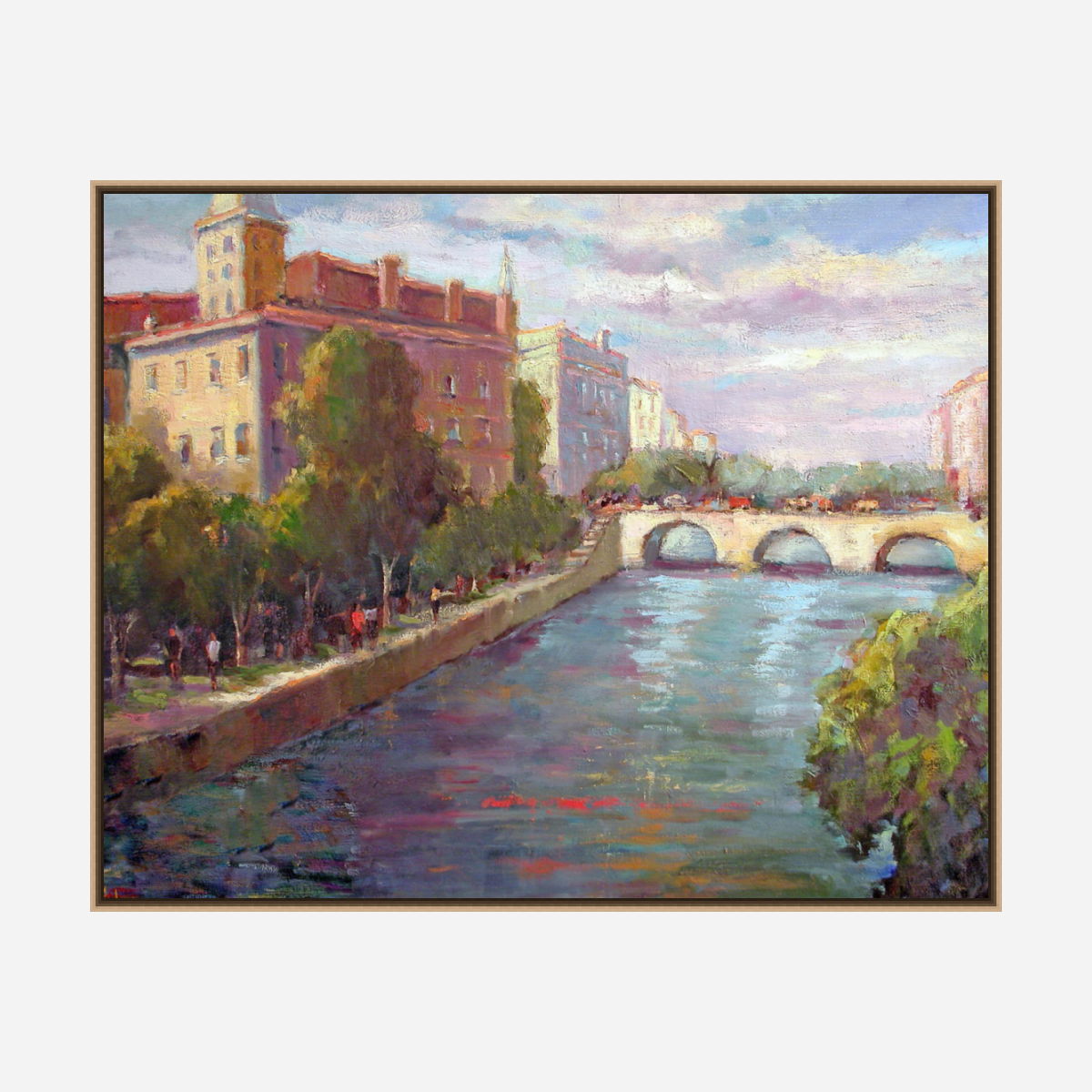 Seine River at Dusk Artist Enhanced Canvas Print