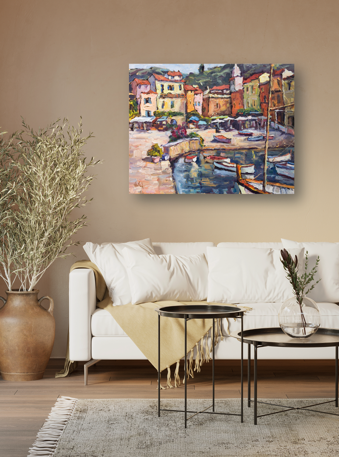 Shops by the Sea Artist Enhanced Canvas Print