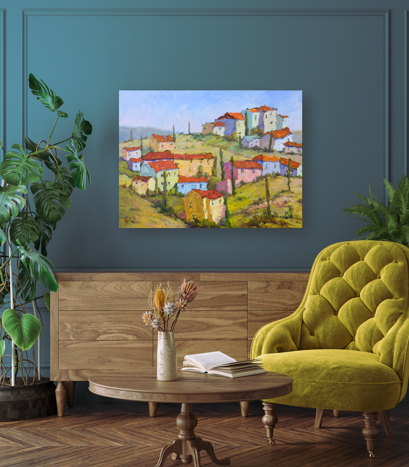 Sienna Hillside Artist Enhanced Canvas Print