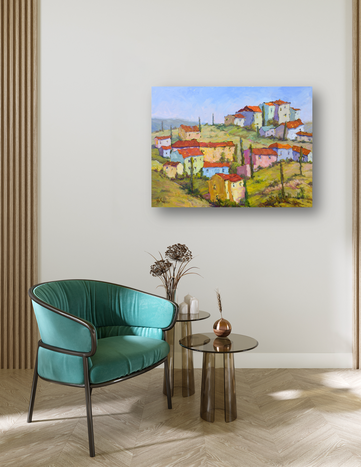 Sienna Hillside Artist Enhanced Canvas Print