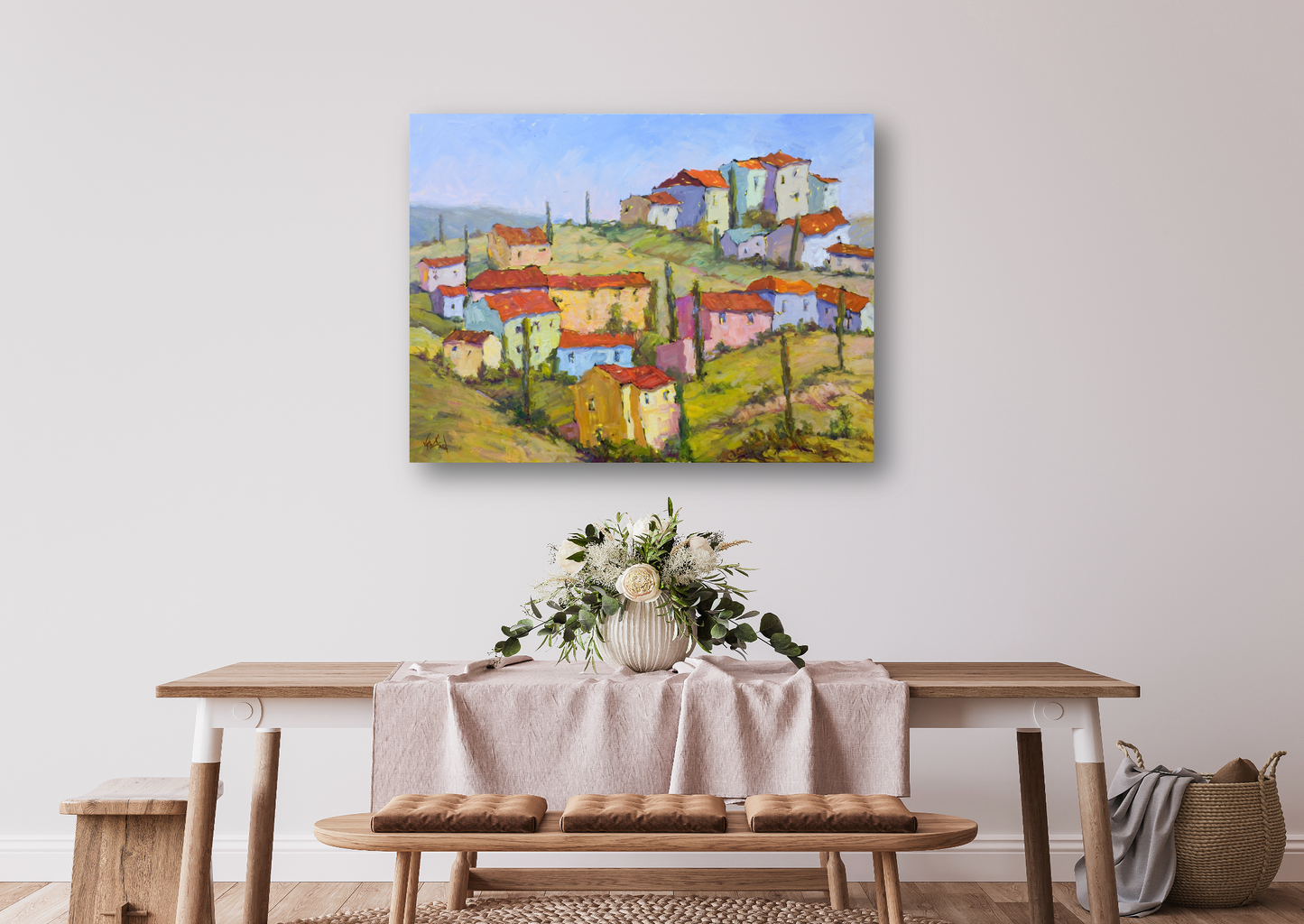 Sienna Hillside Artist Enhanced Canvas Print