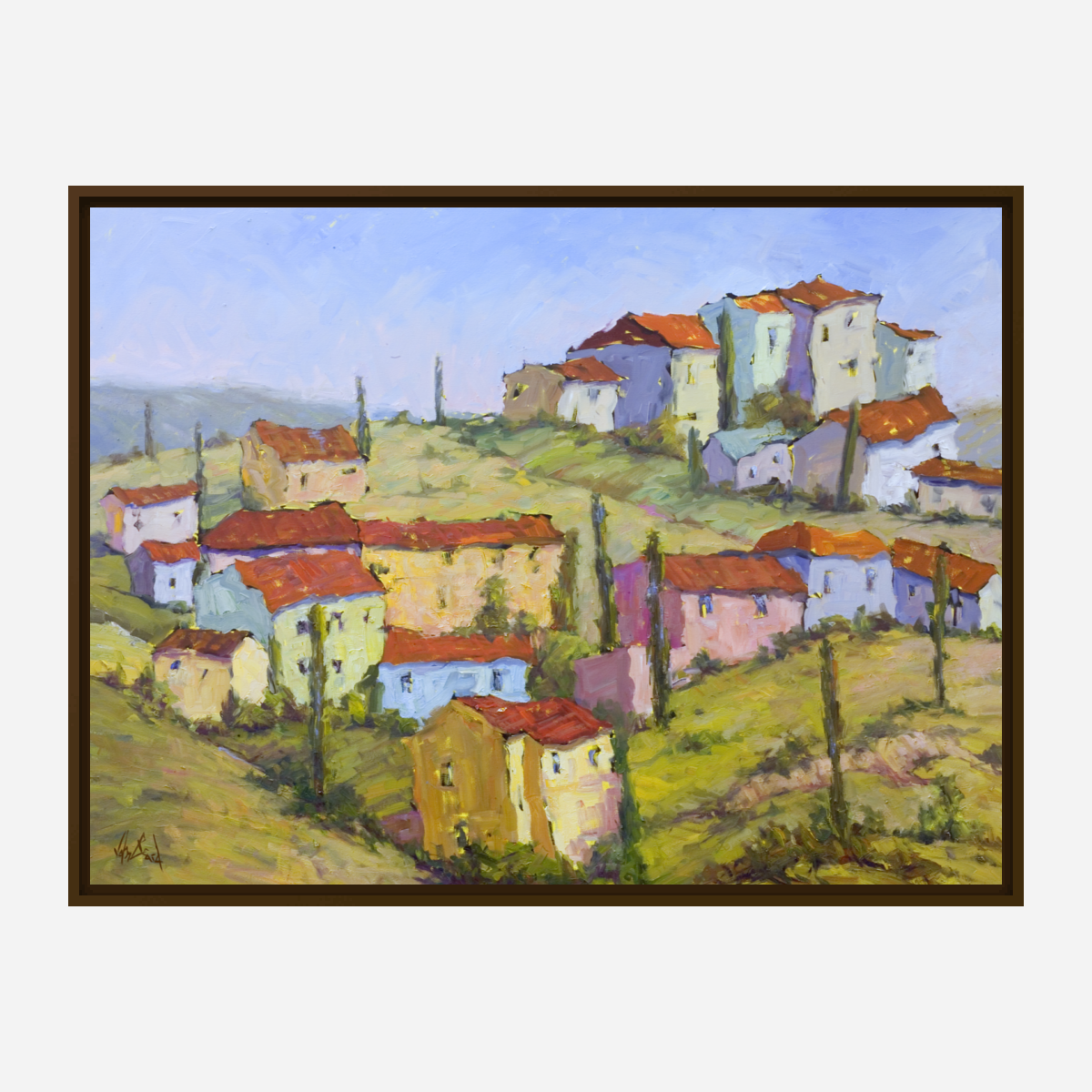 Sienna Hillside Artist Enhanced Canvas Print