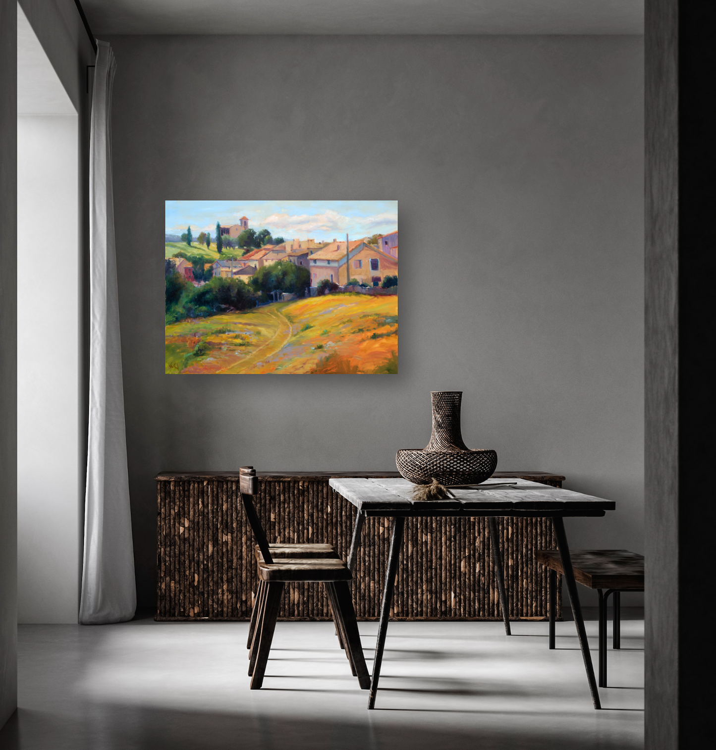 Spanish Village Artist Enhanced Canvas Print