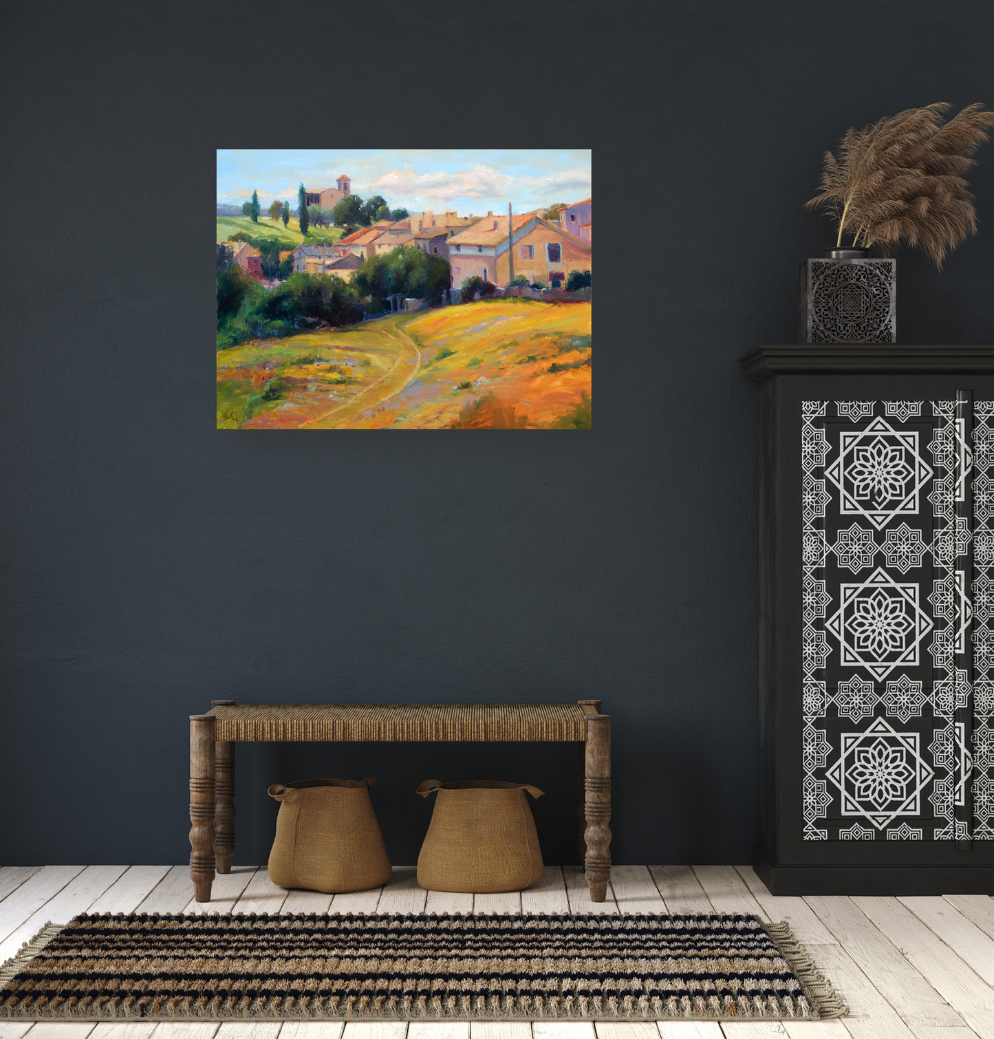 Spanish Village Artist Enhanced Canvas Print