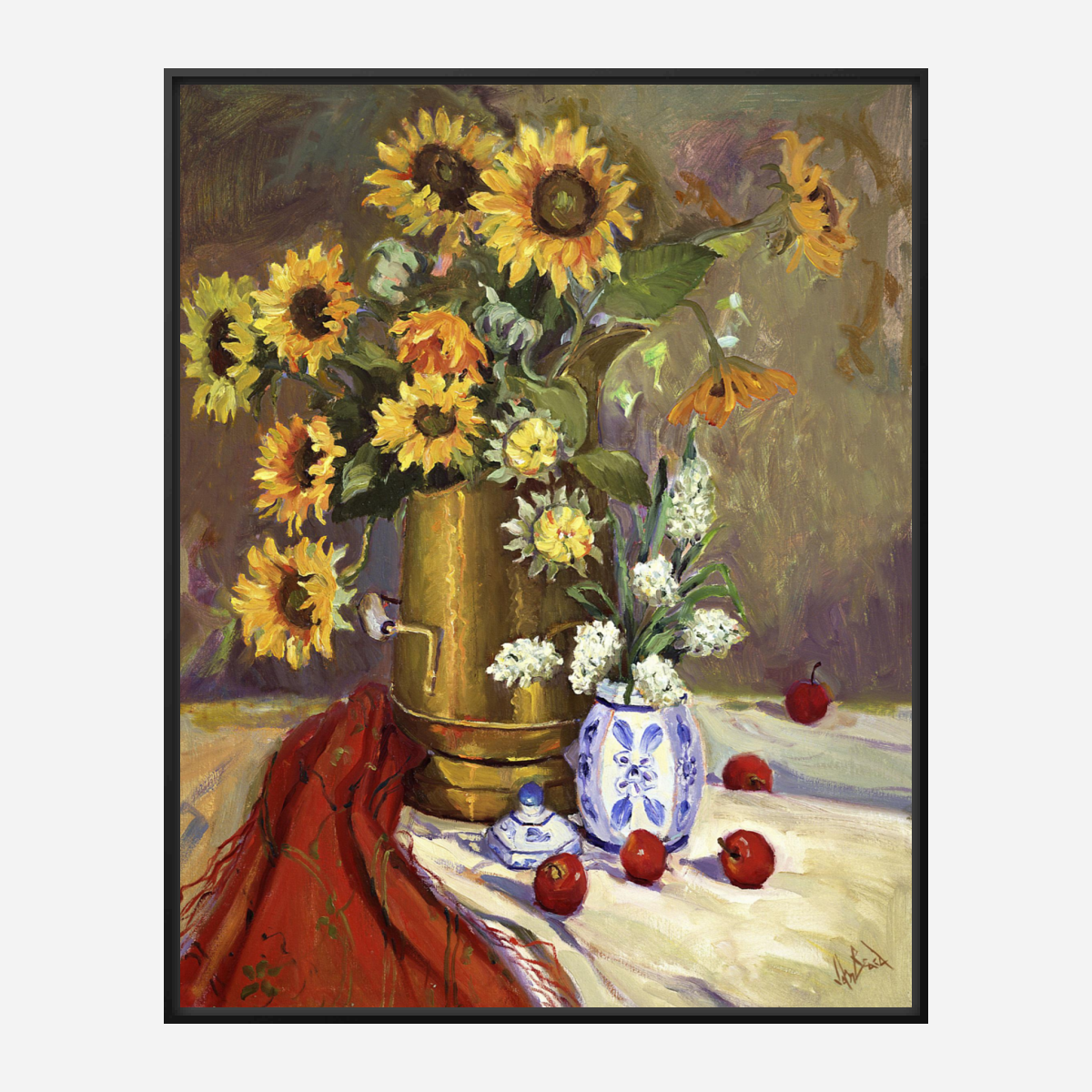 Dark Sunflowers Artist Enhanced Canvas Print