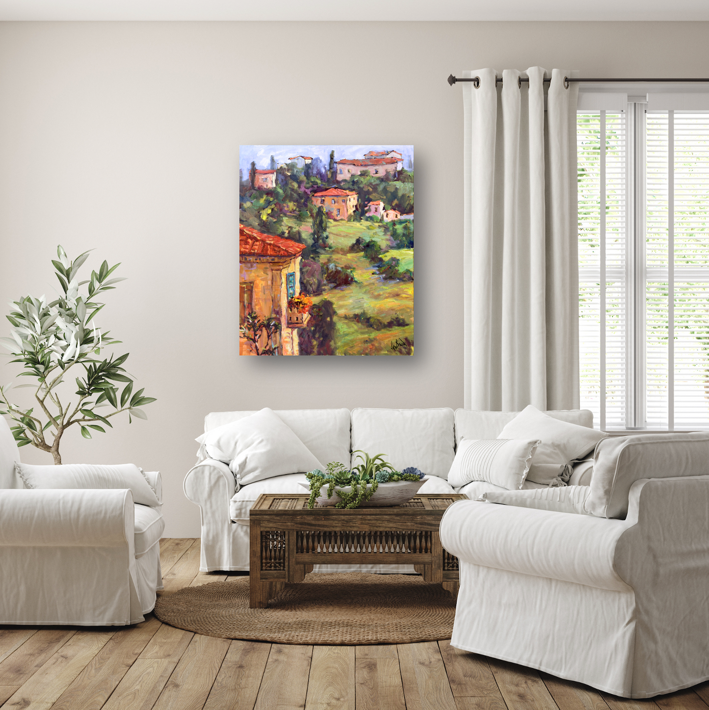 Sunlit Balcony Artist Enhanced Canvas Print