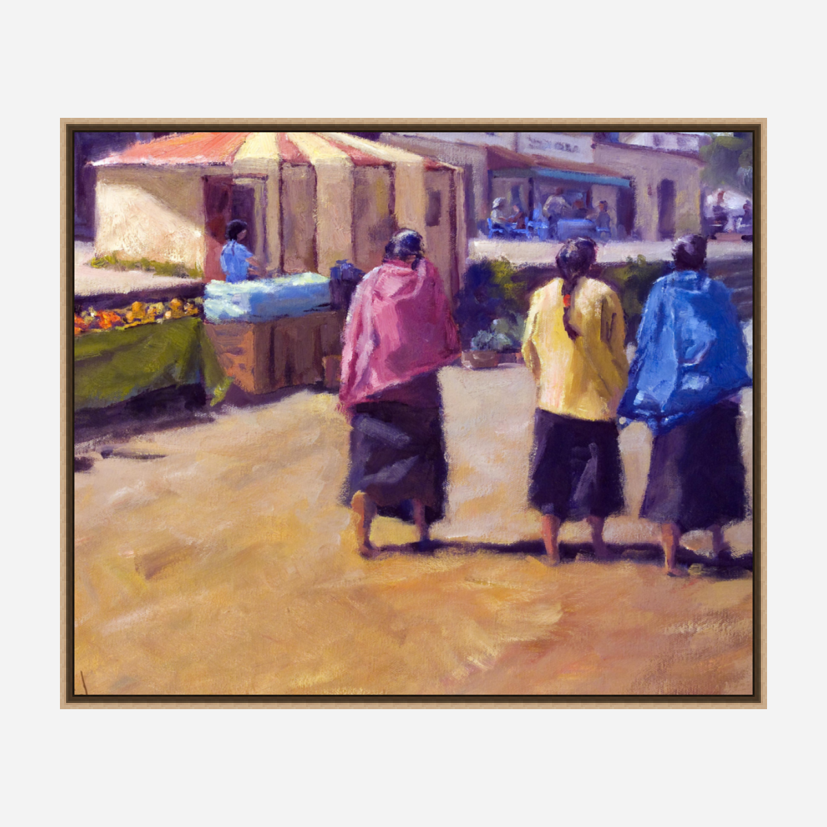 Three Girls Walking Artist Enhanced Canvas Print