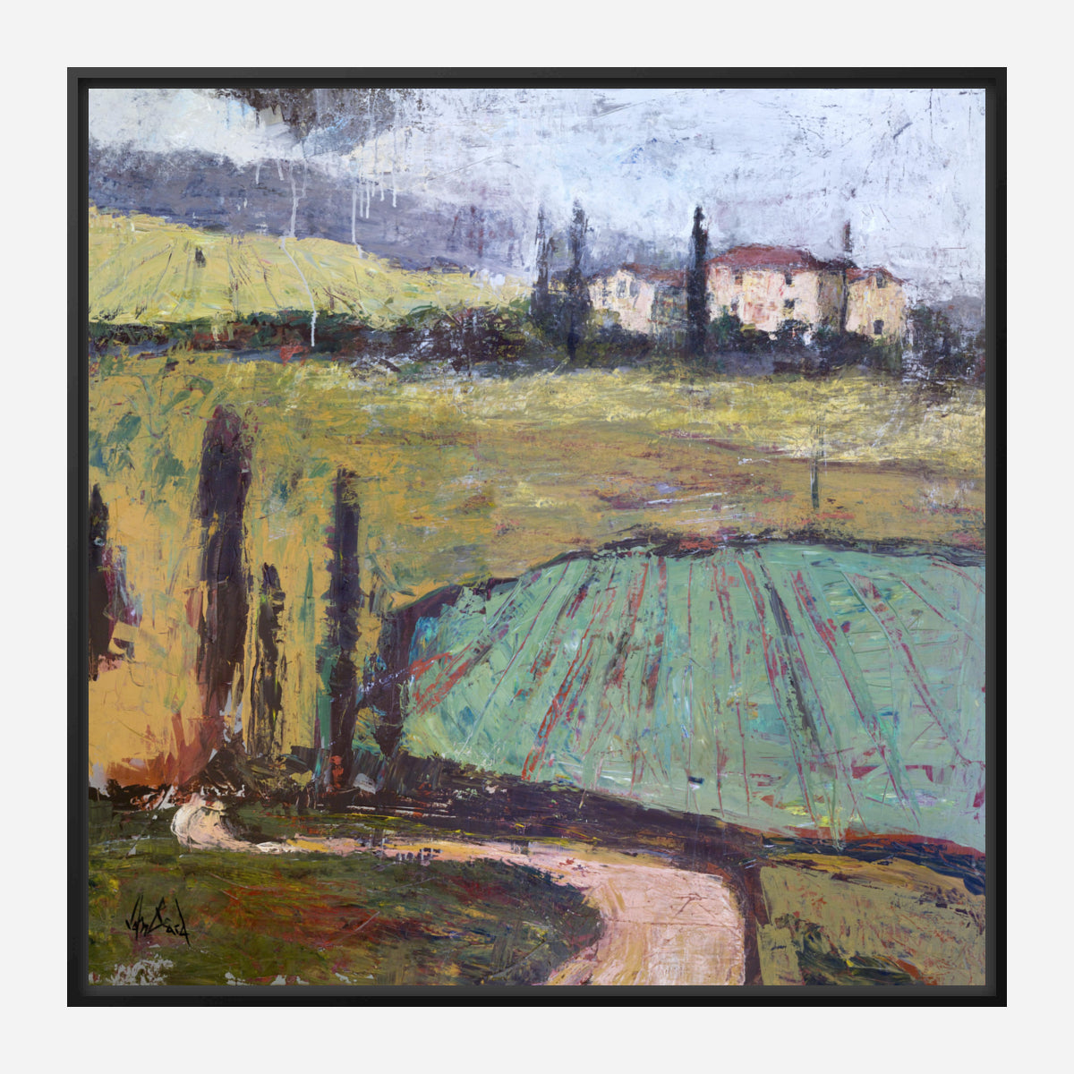 Tuscan Plowed Field Artist Canvas Enhanced Print