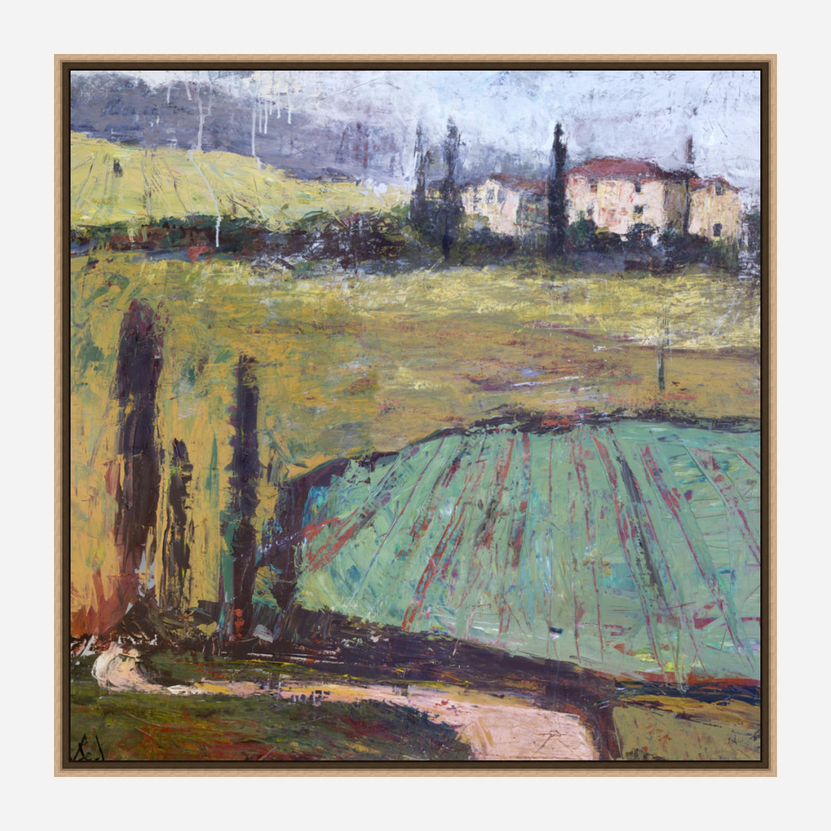 Tuscan Plowed Field Artist Canvas Enhanced Print