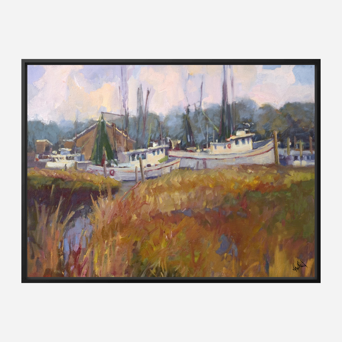 Tybee Island Boats Artist Enhanced Canvas Print