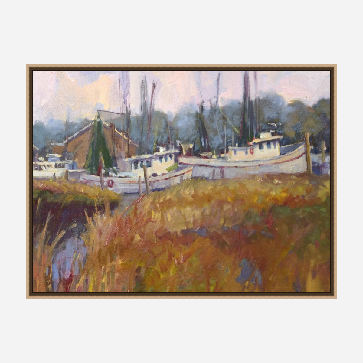 Tybee Island Boats Artist Enhanced Canvas Print