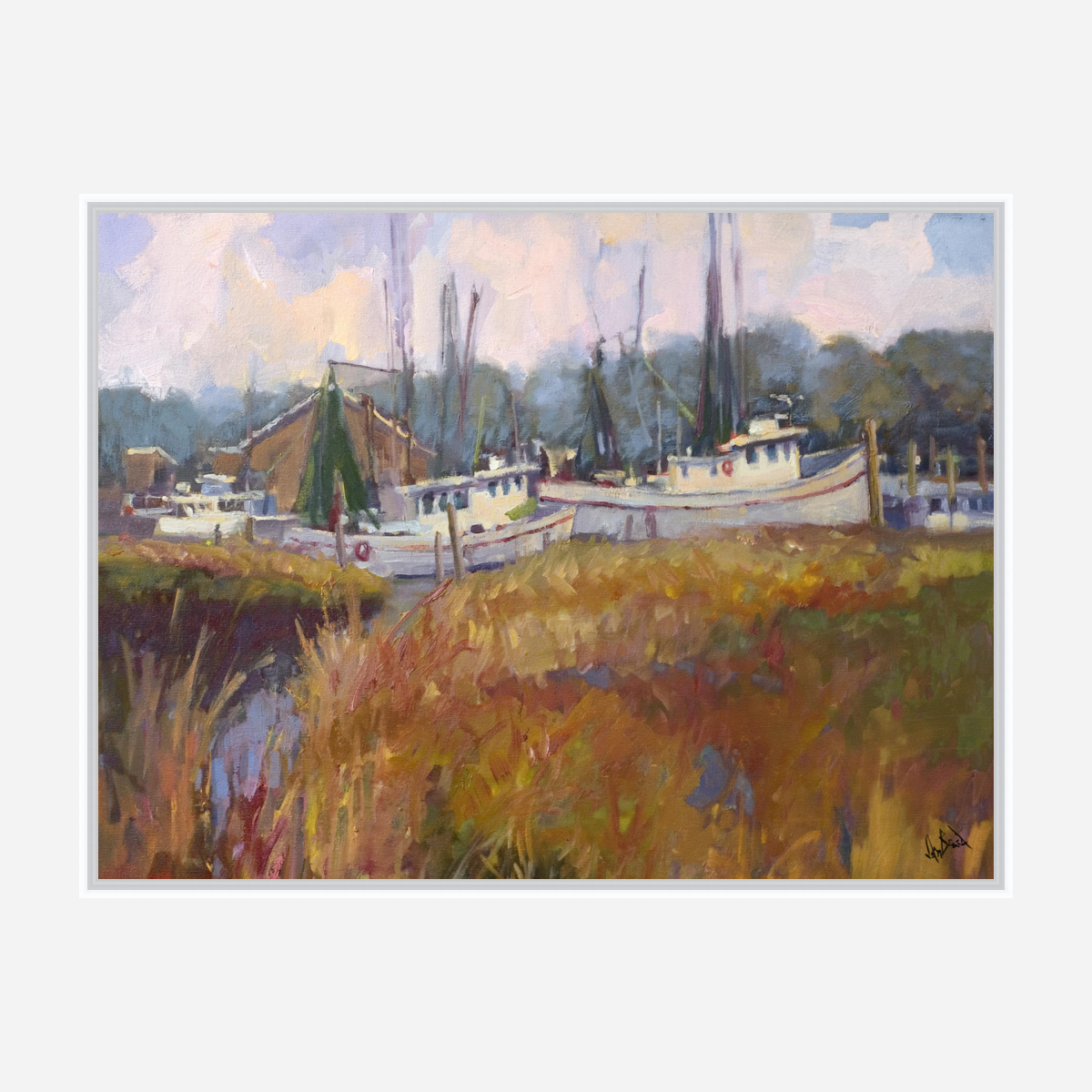 Tybee Island Boats Artist Enhanced Canvas Print