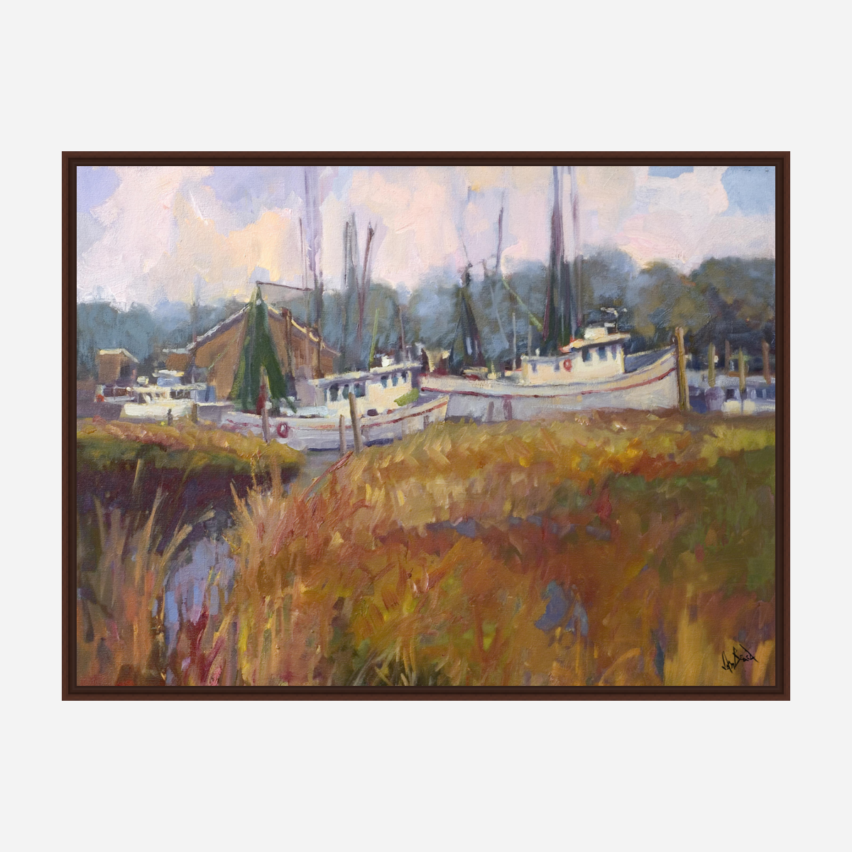 Tybee Island Boats Artist Enhanced Canvas Print