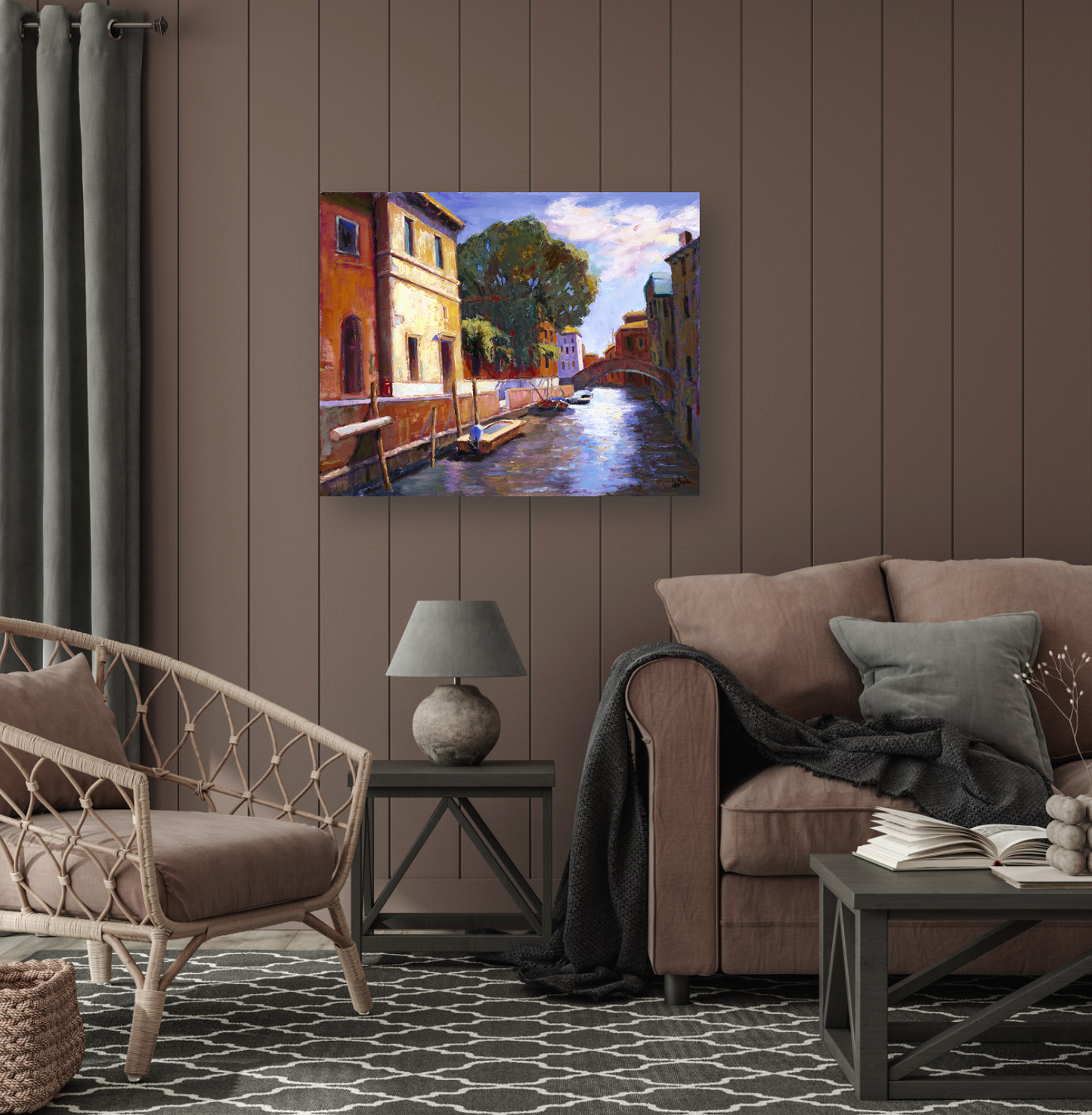 Venice Canal Artist Enhanced Canvas Print