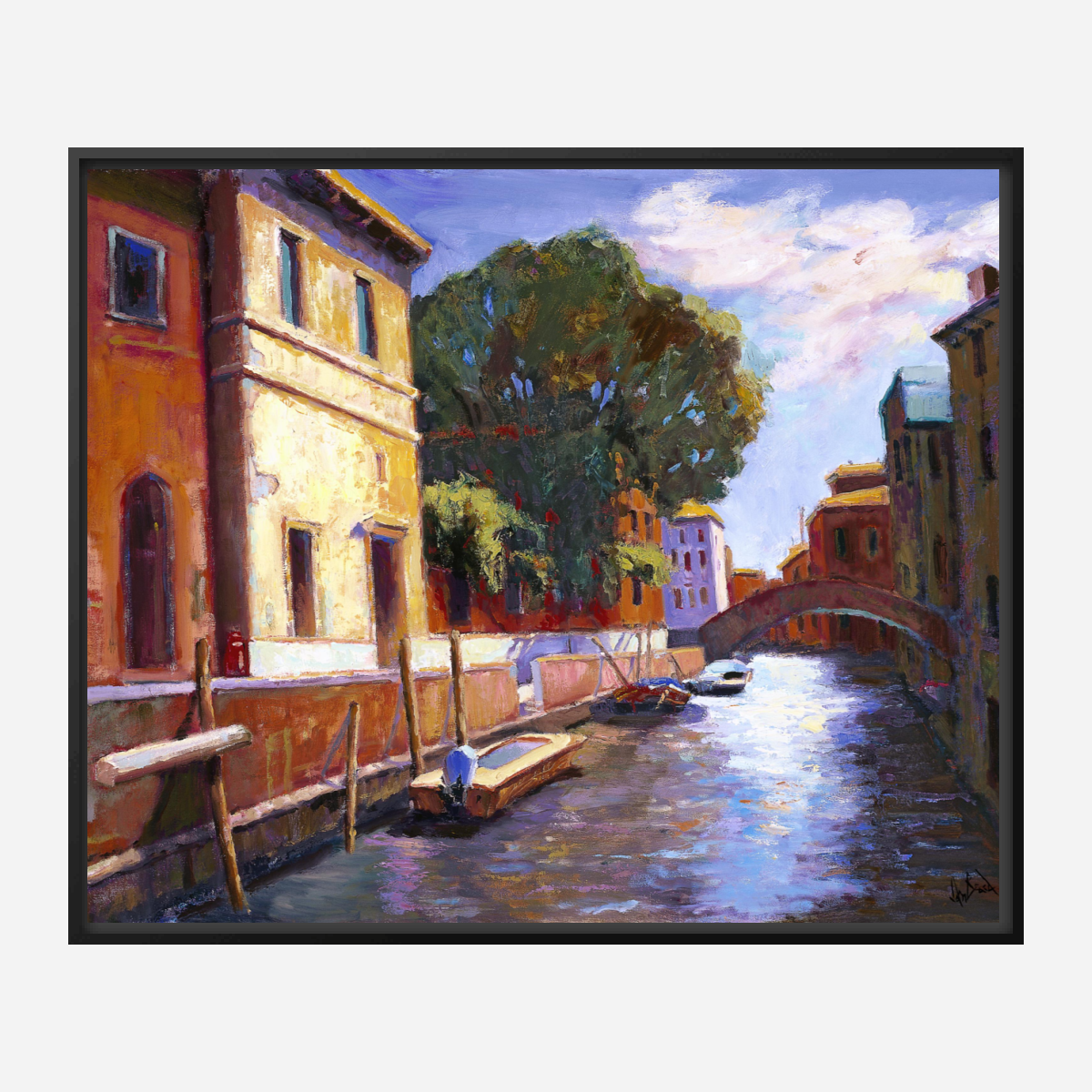 Venice Canal Artist Enhanced Canvas Print