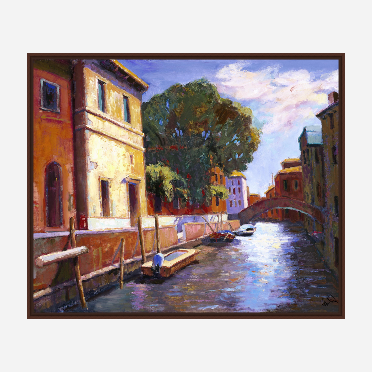 Venice Canal Artist Enhanced Canvas Print