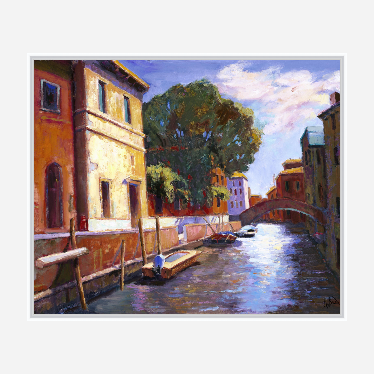 Venice Canal Artist Enhanced Canvas Print