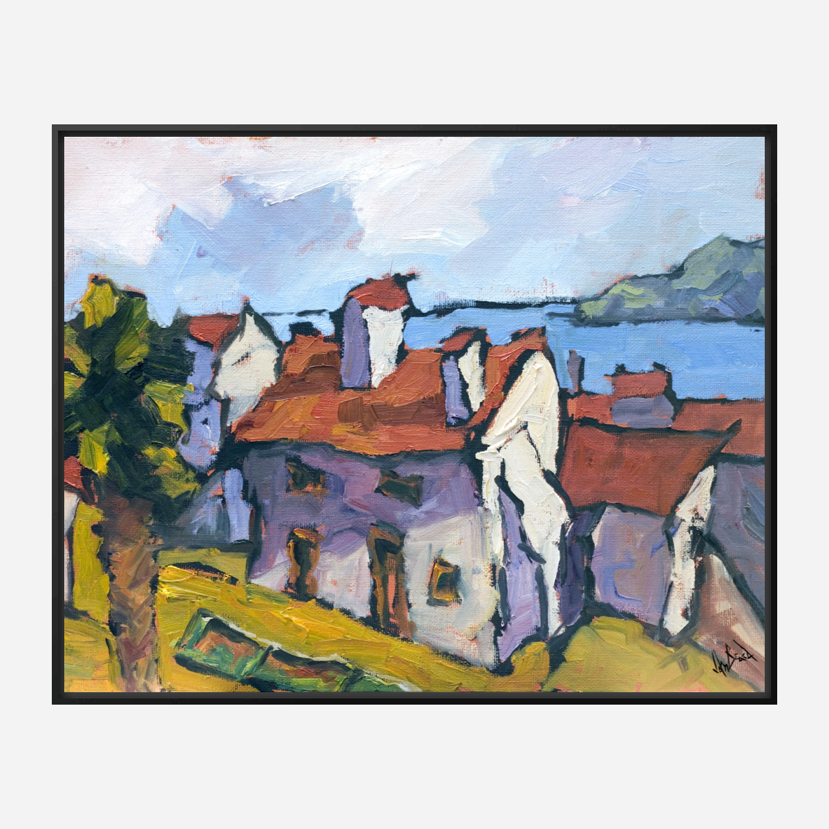 Villa by the Sea Artist Enhanced Canvas Print