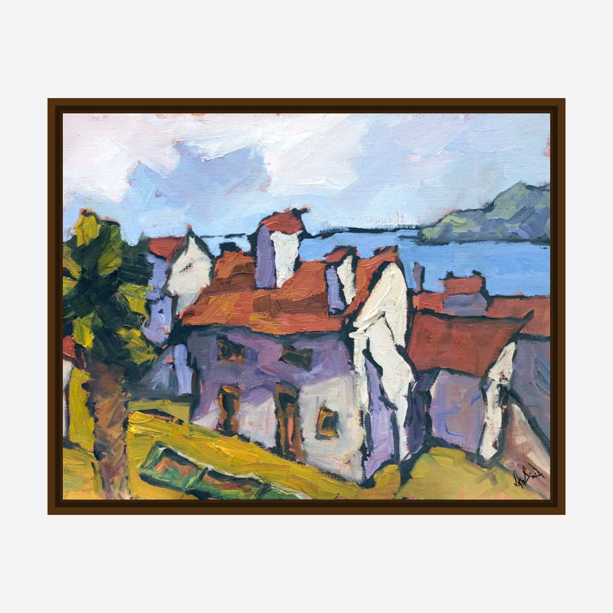 Villa by the Sea Artist Enhanced Canvas Print