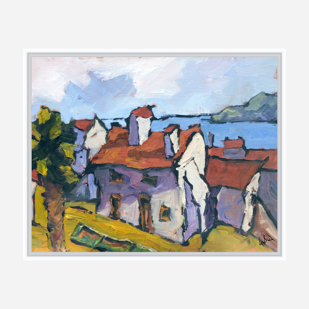 Villa by the Sea Artist Enhanced Canvas Print