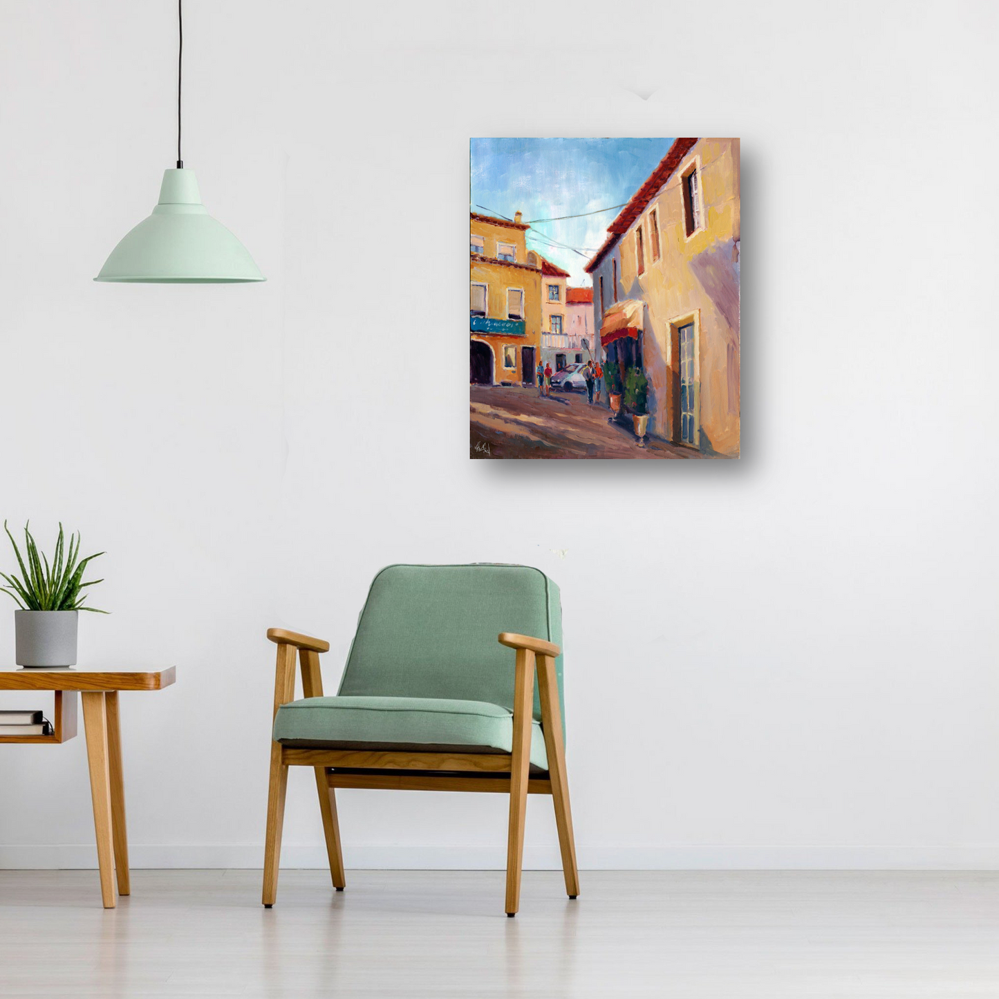 Village Walk Artist Enhanced Canvas Print