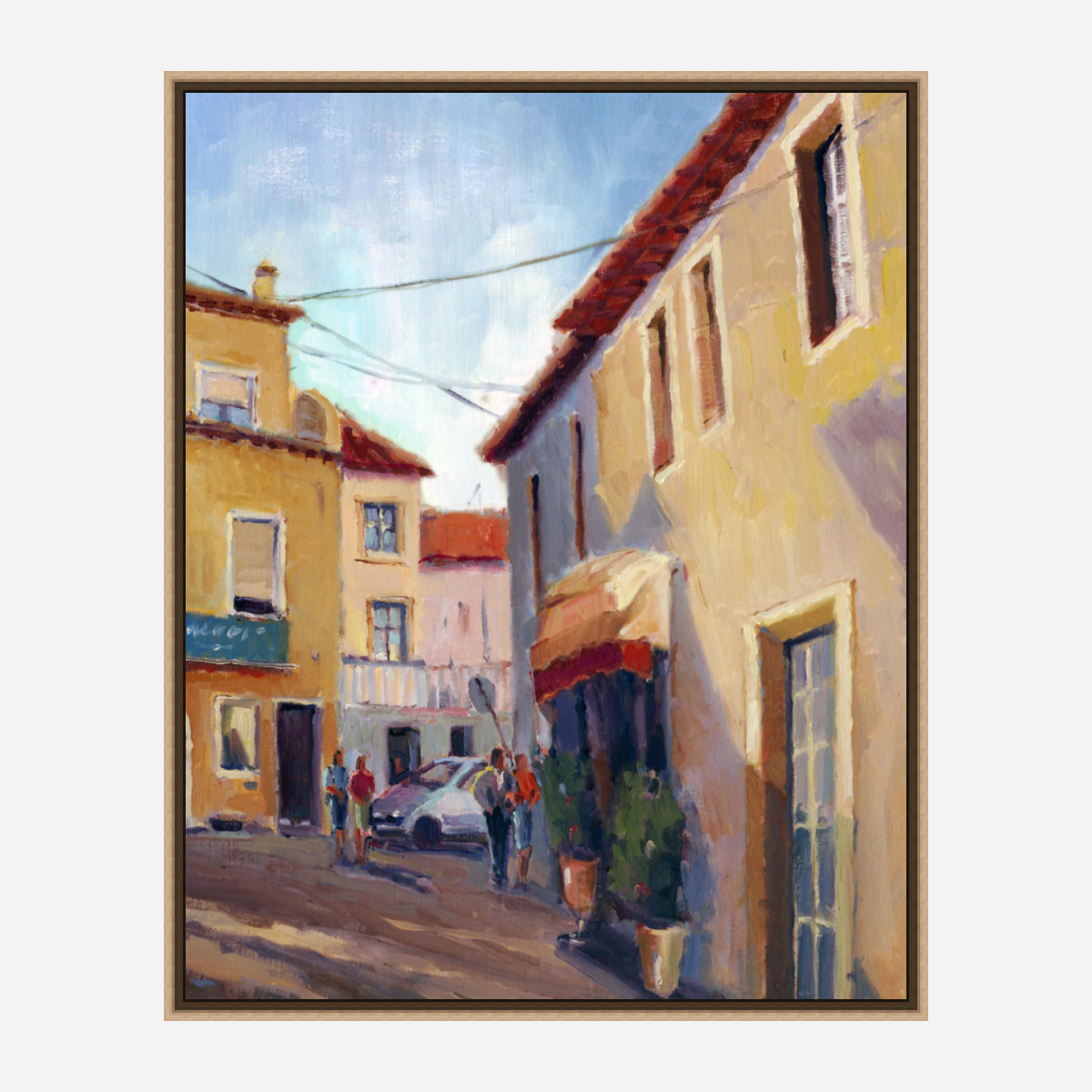 Village Walk Artist Enhanced Canvas Print