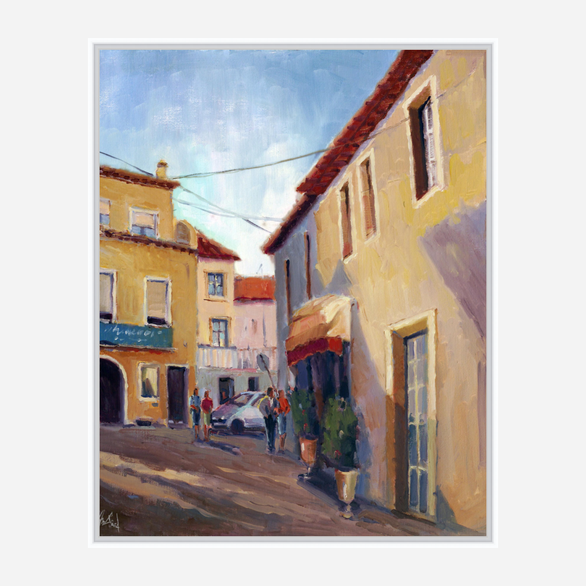 Village Walk Artist Enhanced Canvas Print