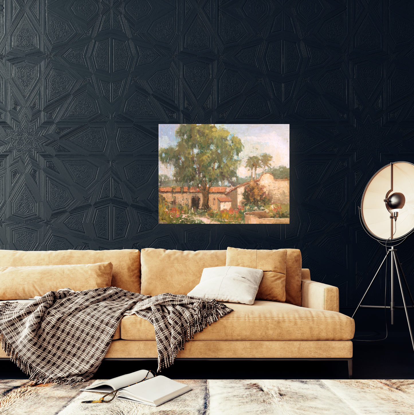 Vintage Spanish Villa Artist Enhanced Canvas Print