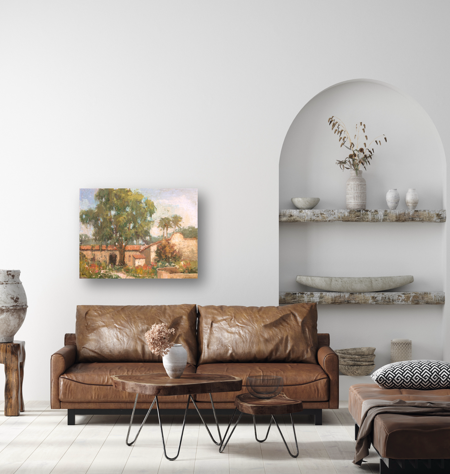 Vintage Spanish Villa Artist Enhanced Canvas Print