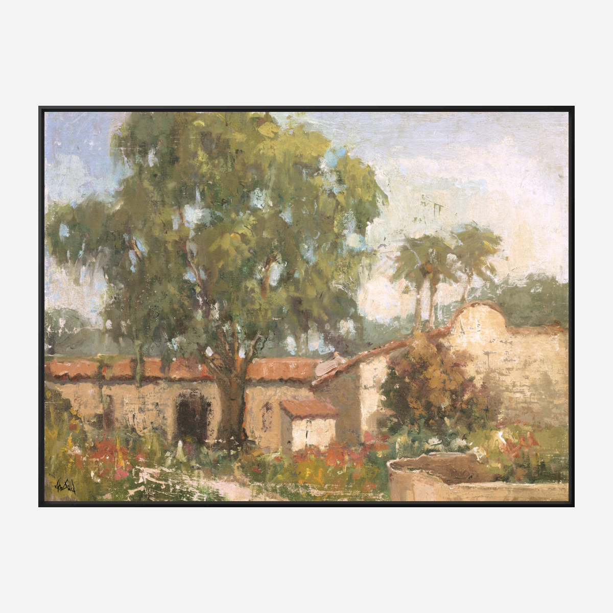 Vintage Spanish Villa Artist Enhanced Canvas Print