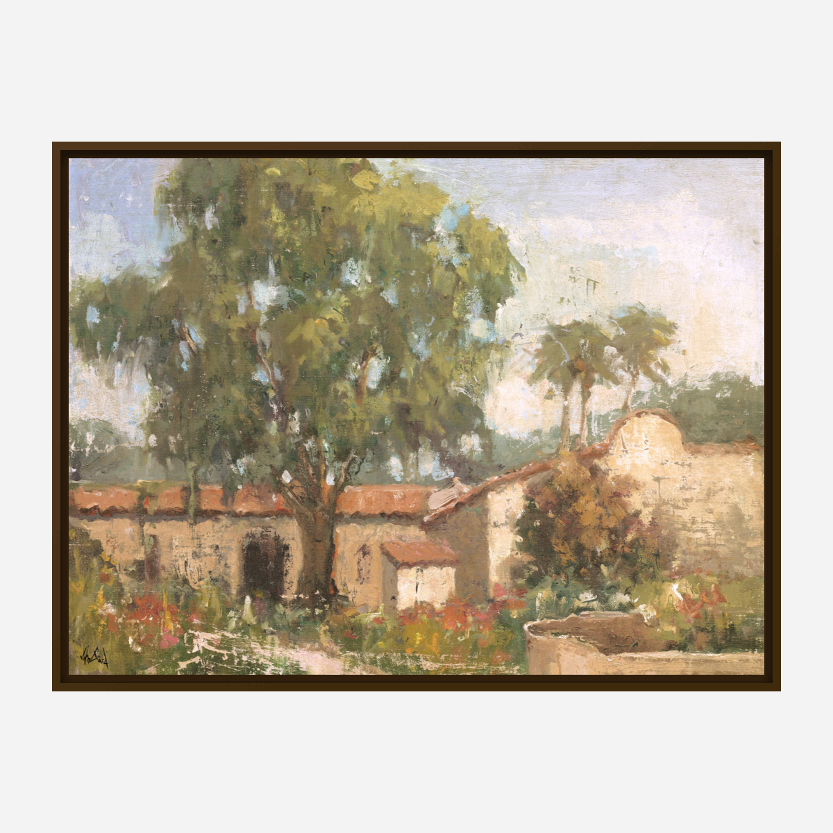 Vintage Spanish Villa Artist Enhanced Canvas Print