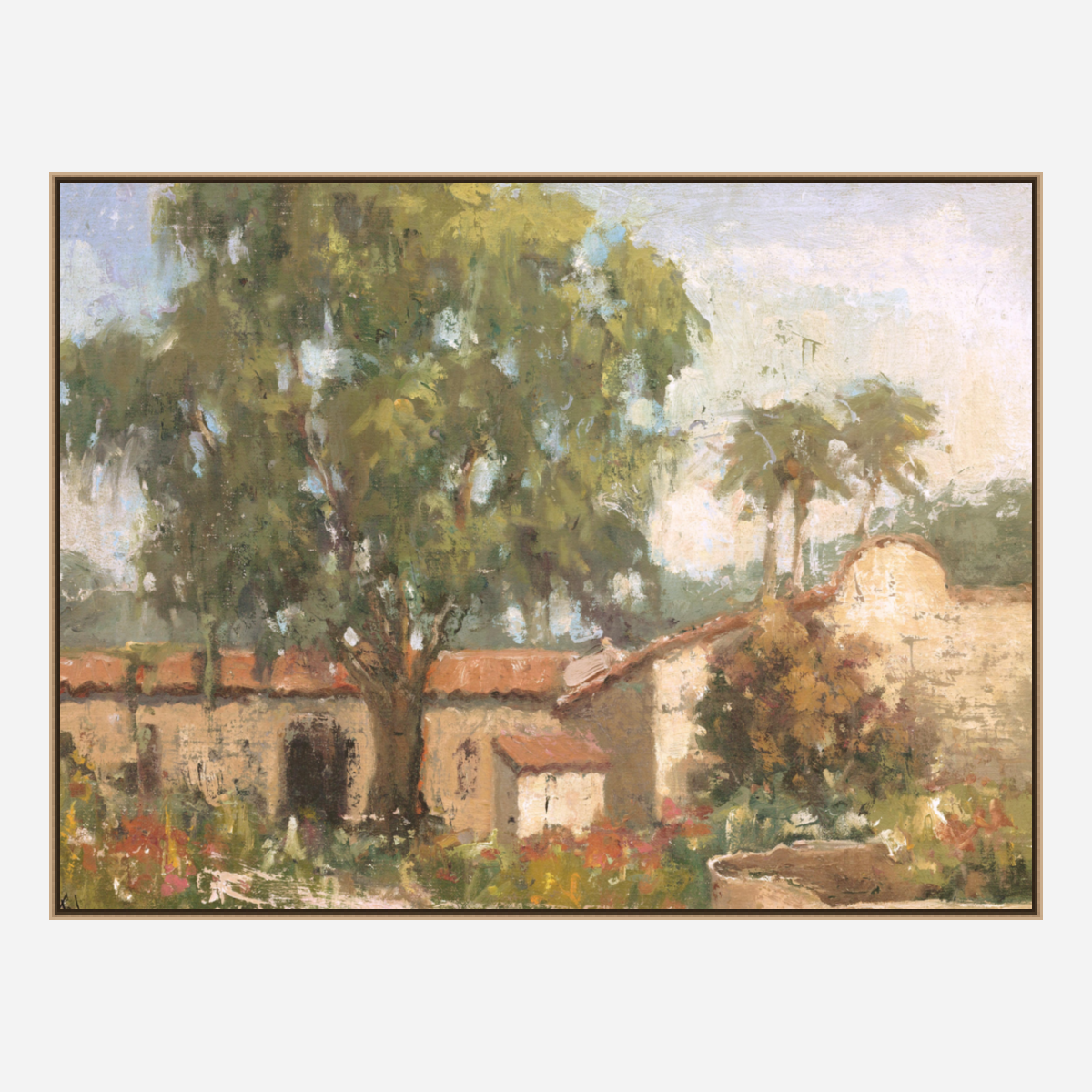 Vintage Spanish Villa Artist Enhanced Canvas Print