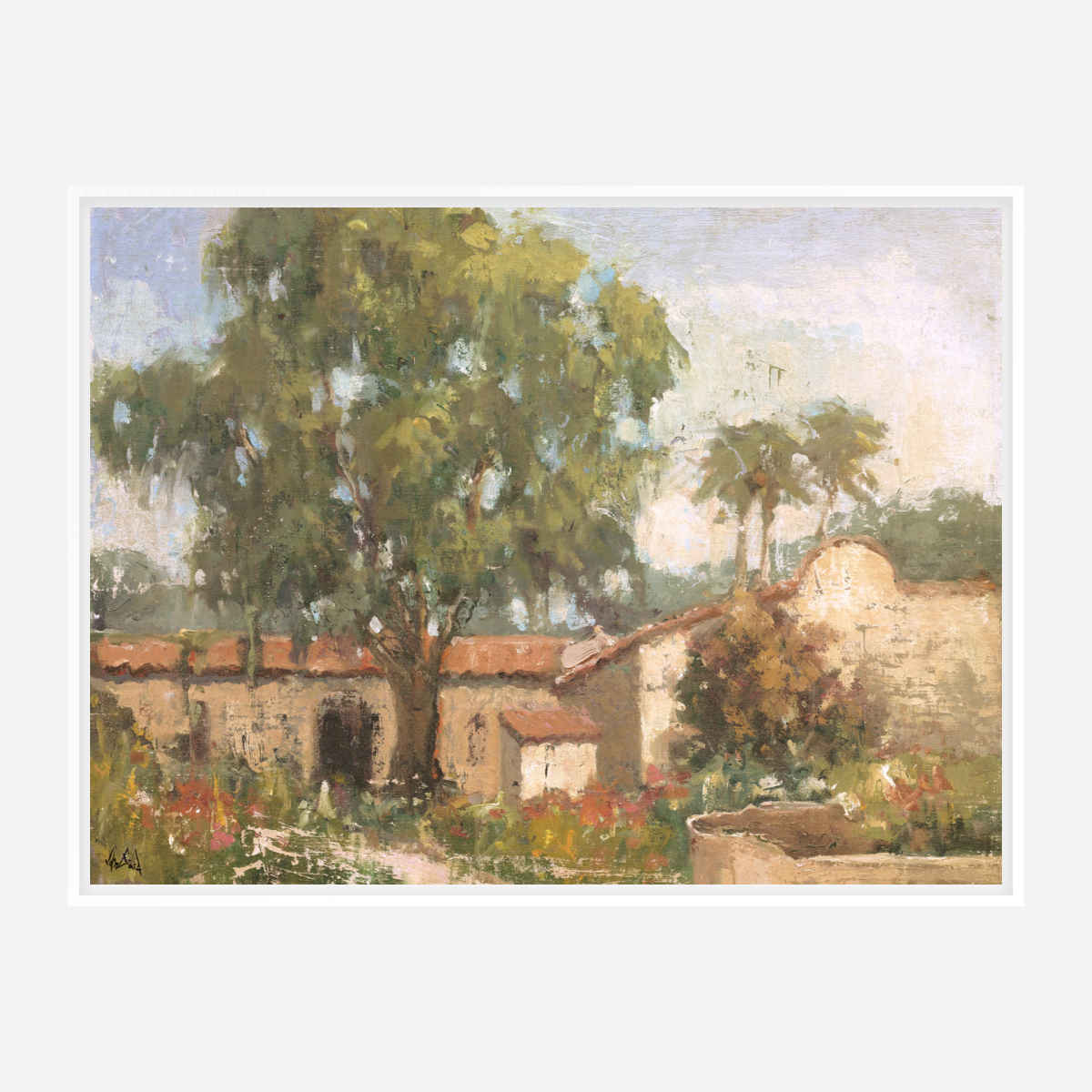 Vintage Spanish Villa Artist Enhanced Canvas Print