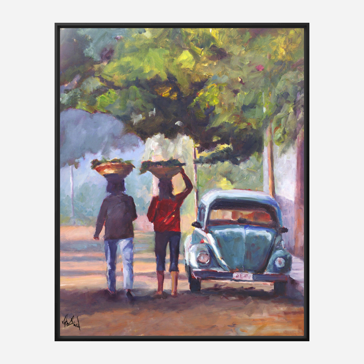 Walking Home From Market Artist Enhanced Canvas Print