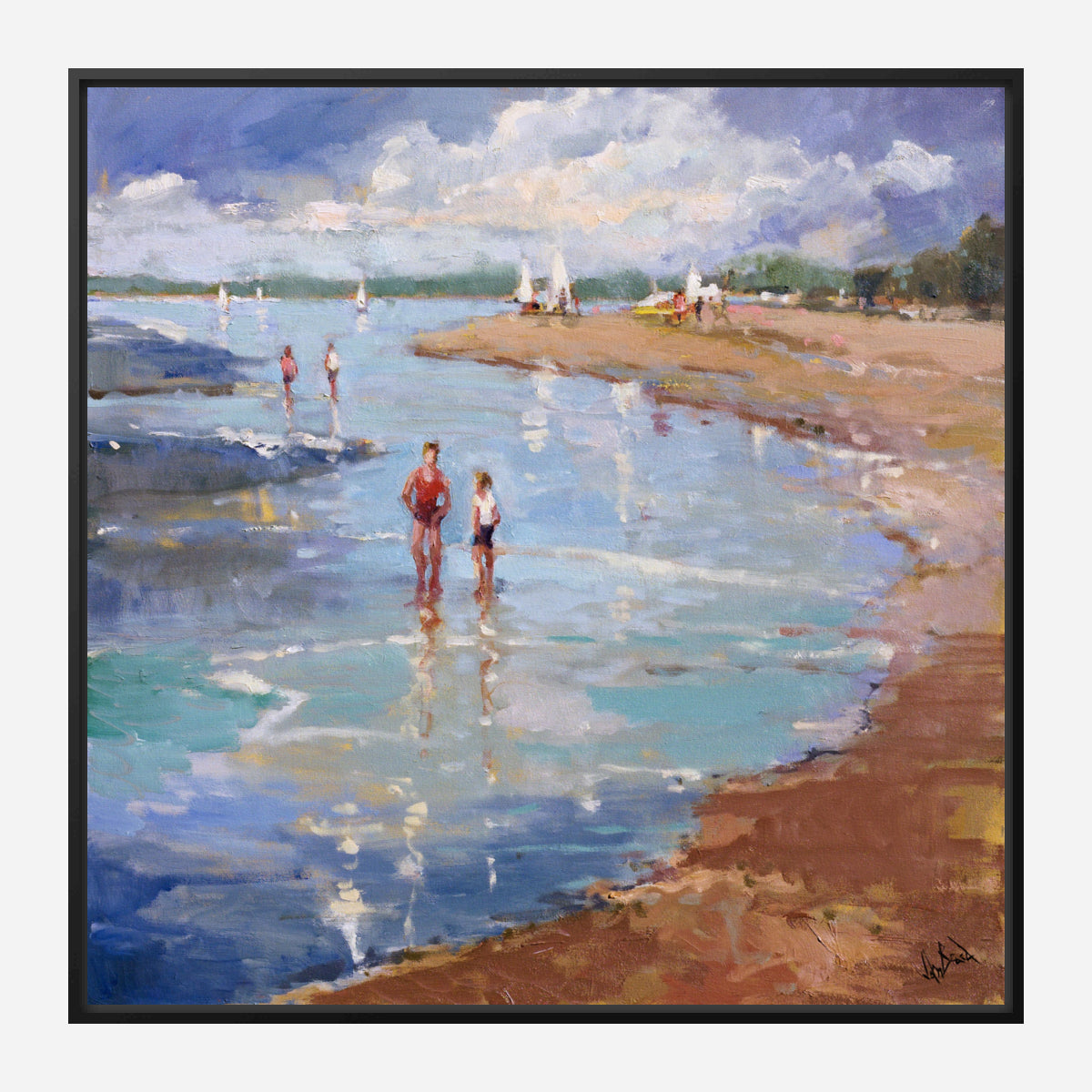 Walking in Lowtide Artist Canvas Enhanced Print