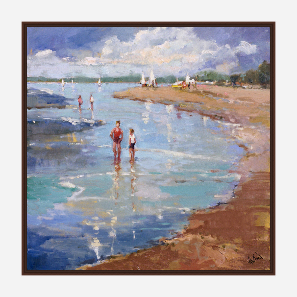 Walking in Lowtide Artist Canvas Enhanced Print