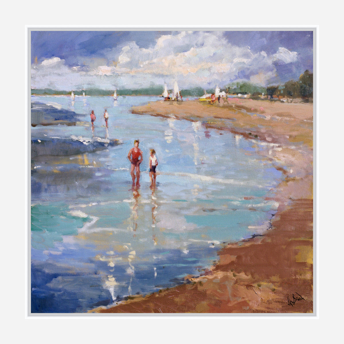 Walking in Lowtide Artist Canvas Enhanced Print