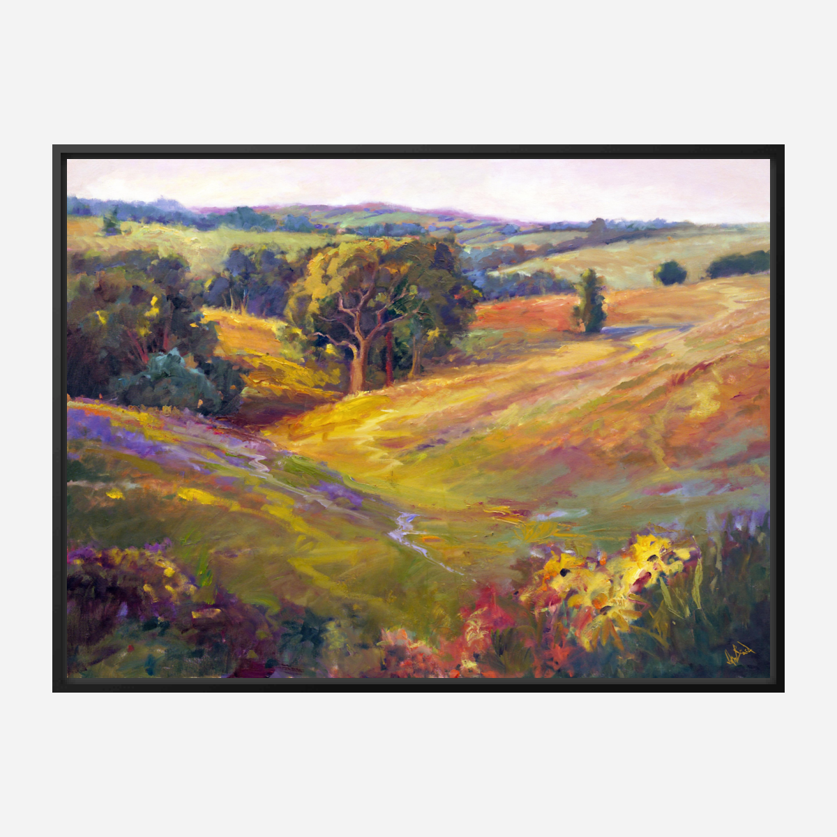 Wildflowers on Hillside Artist Enhanced Canvas Print