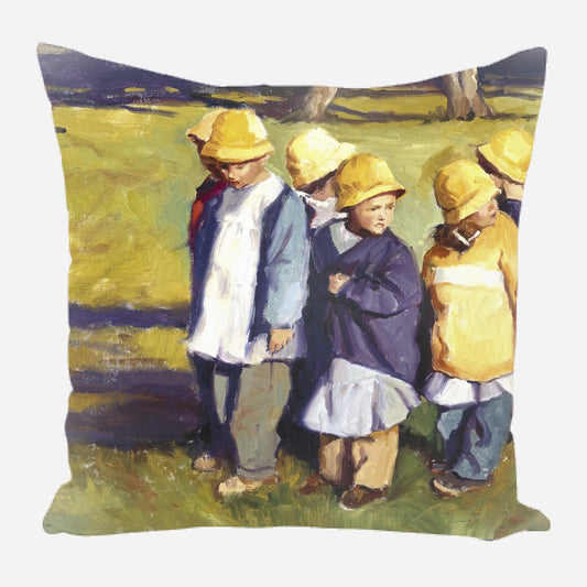 Yellow Rain Hats Pillow