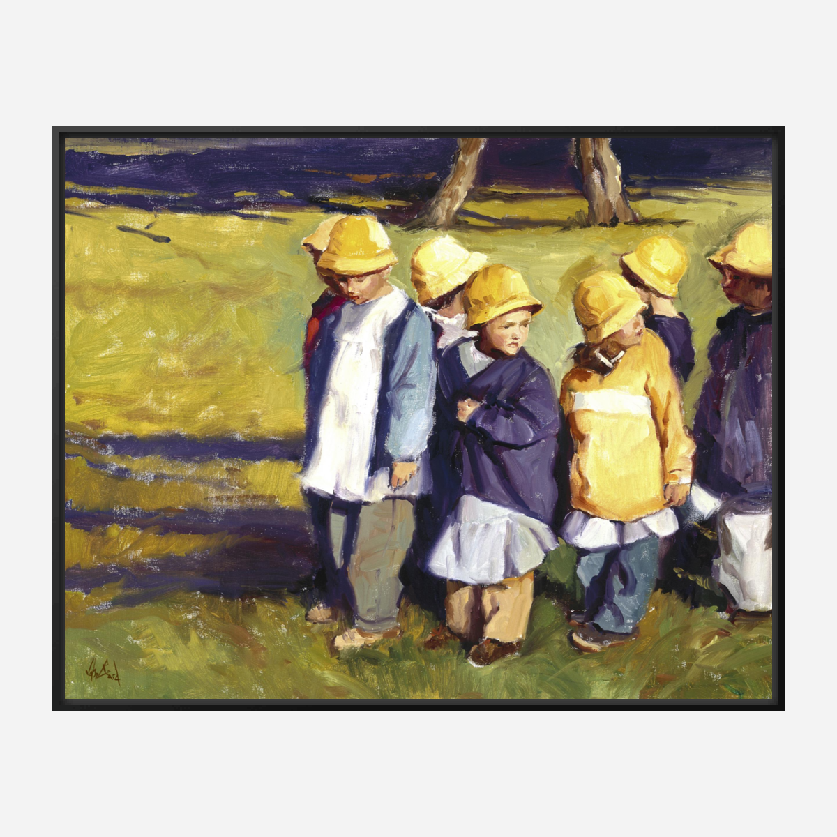 Yellow Rain Hats Artist Enhanced Canvas Print