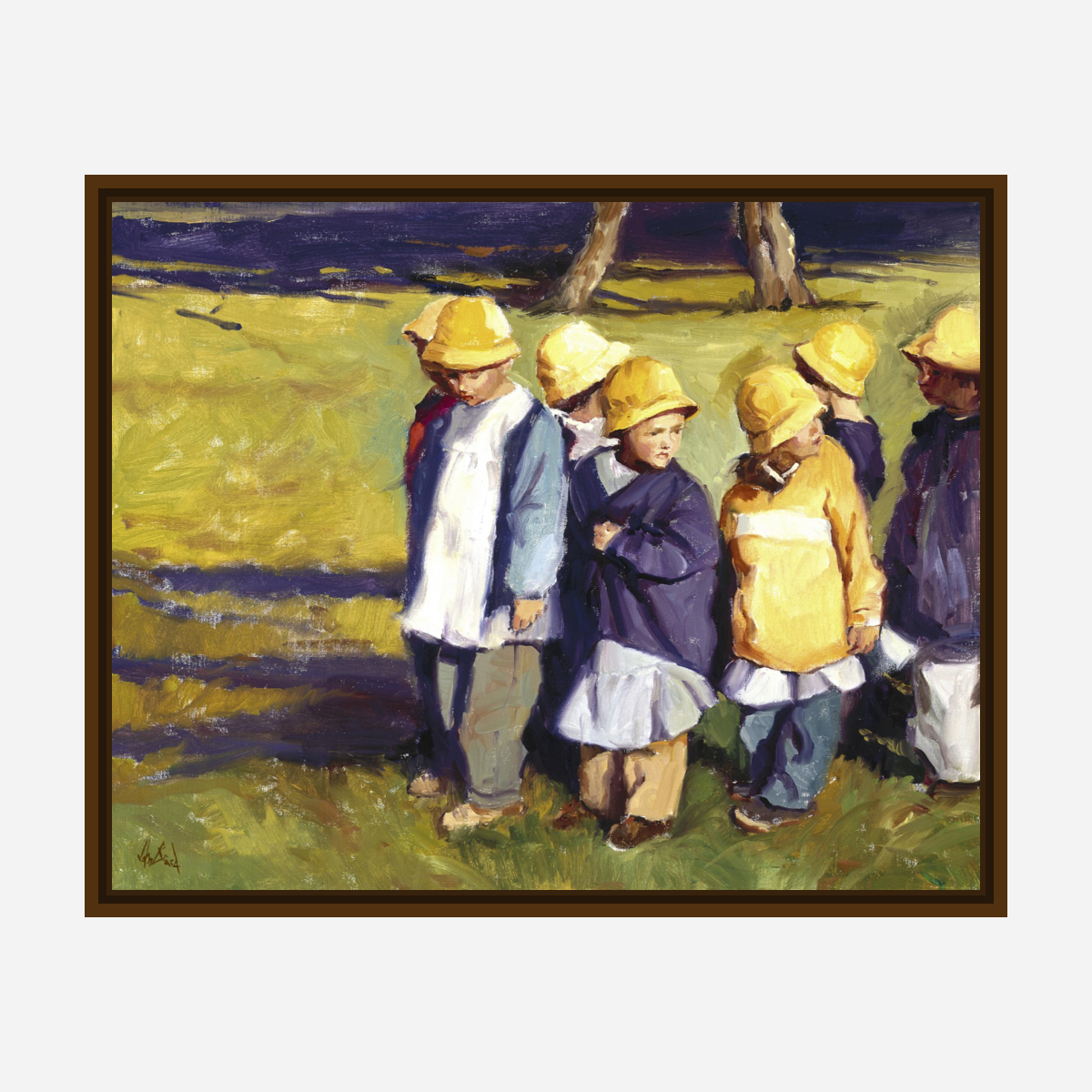 Yellow Rain Hats Artist Enhanced Canvas Print