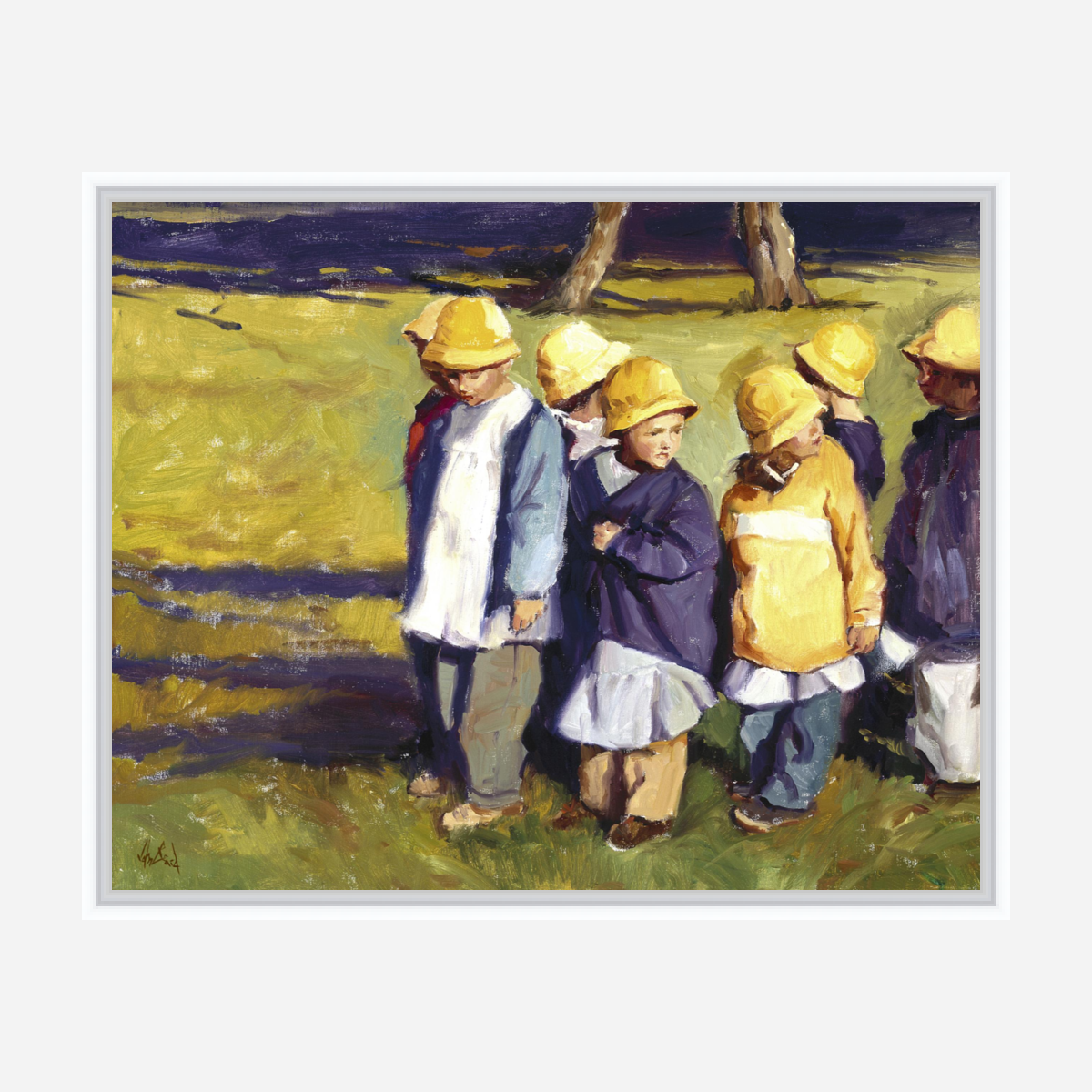 Yellow Rain Hats Artist Enhanced Canvas Print