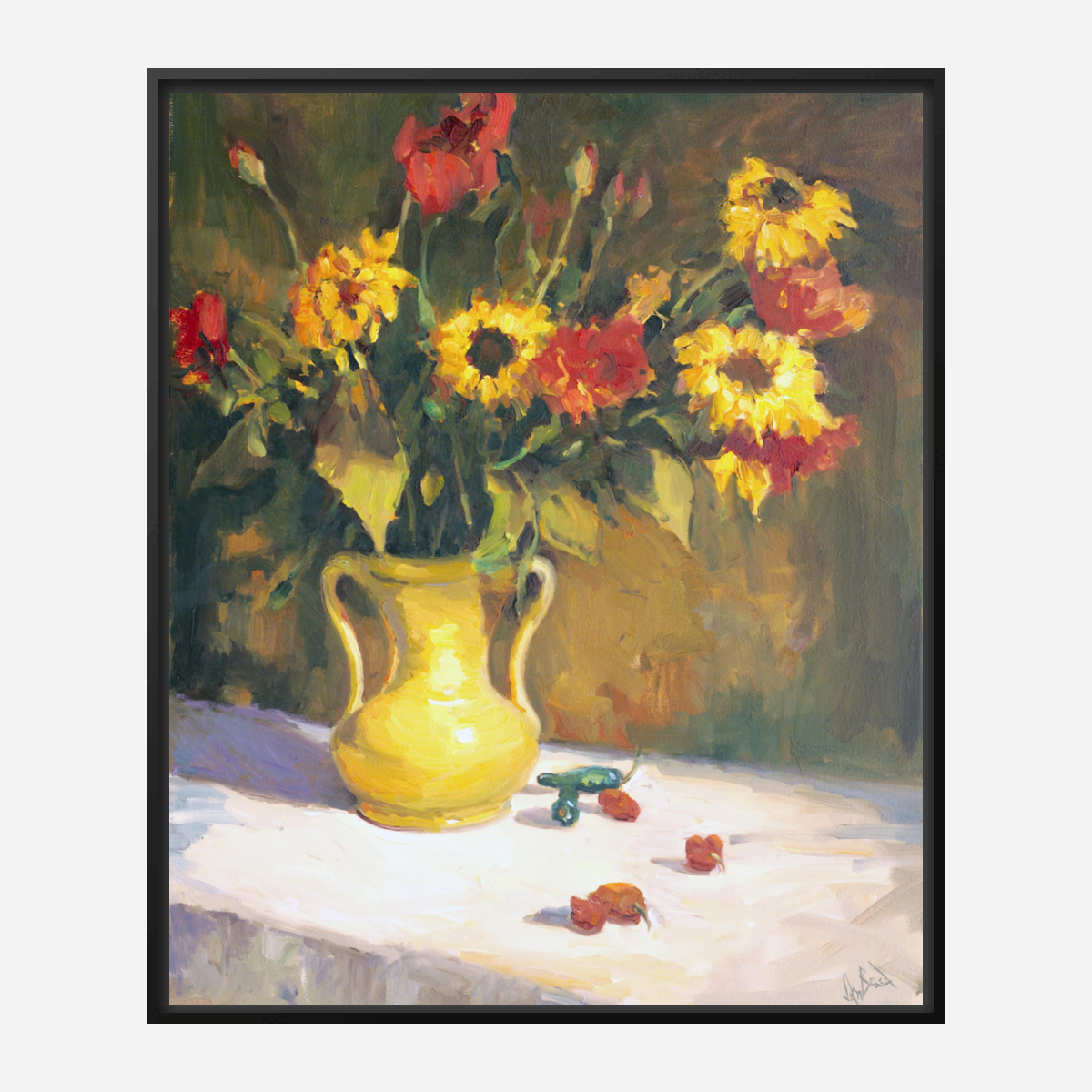 Yellow Vase Artist Enhanced Canvas Print