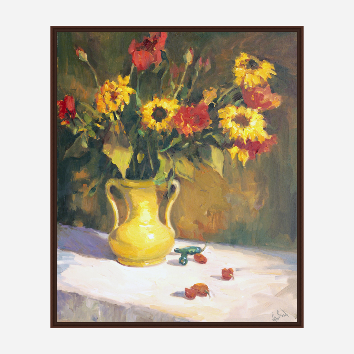 Yellow Vase Artist Enhanced Canvas Print