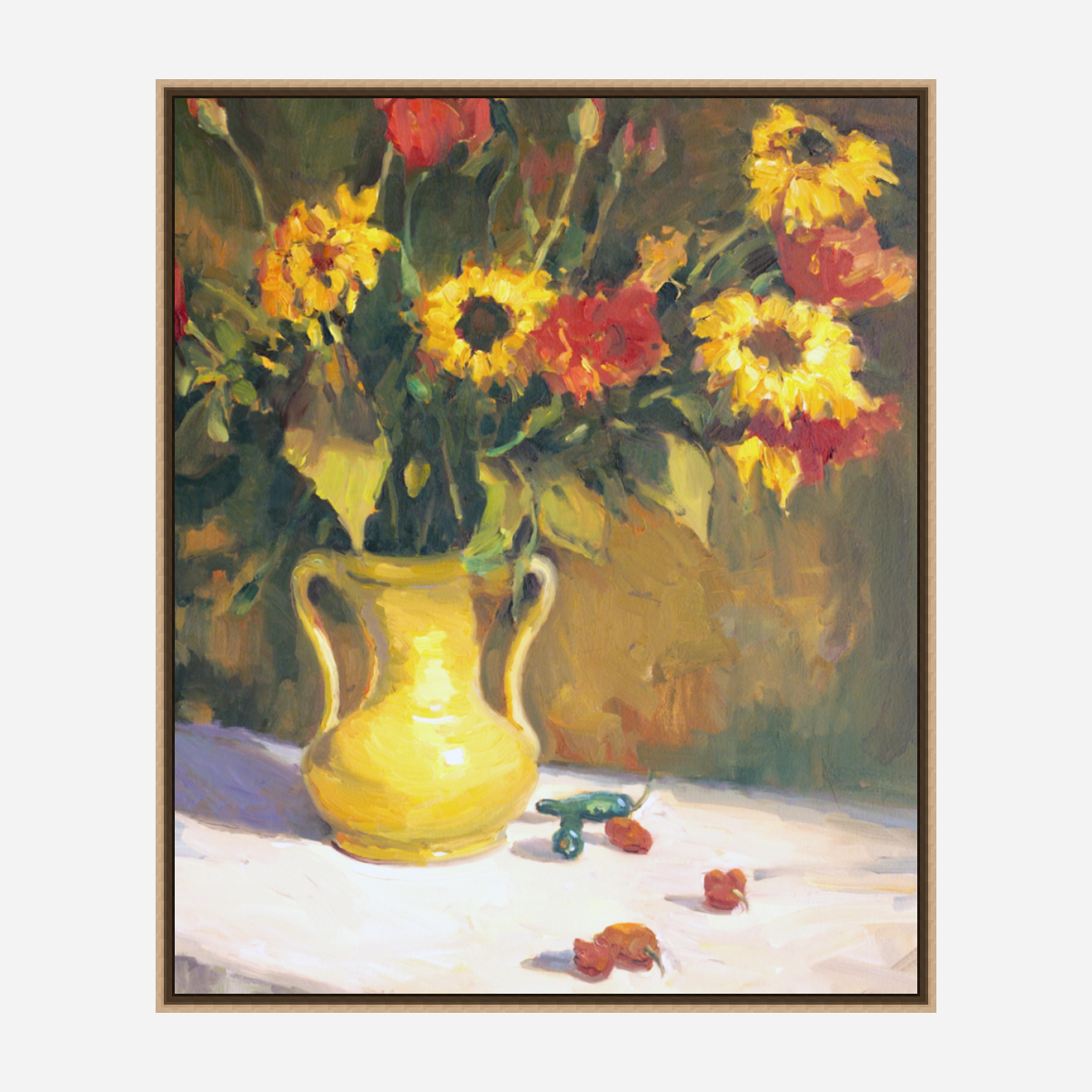 Yellow Vase Artist Enhanced Canvas Print