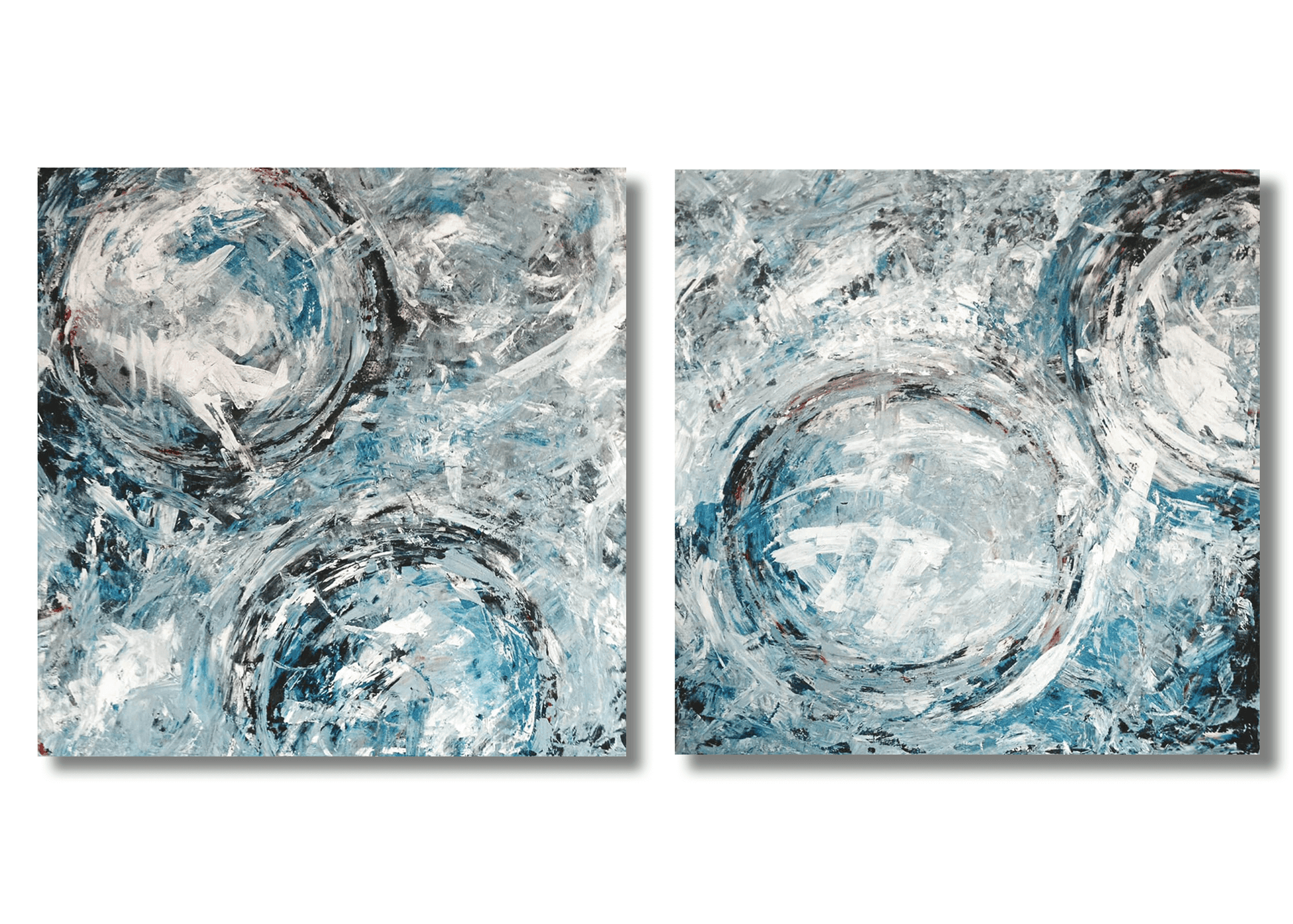 Abstract Art Aqua Azul Series Set John Beard Collection